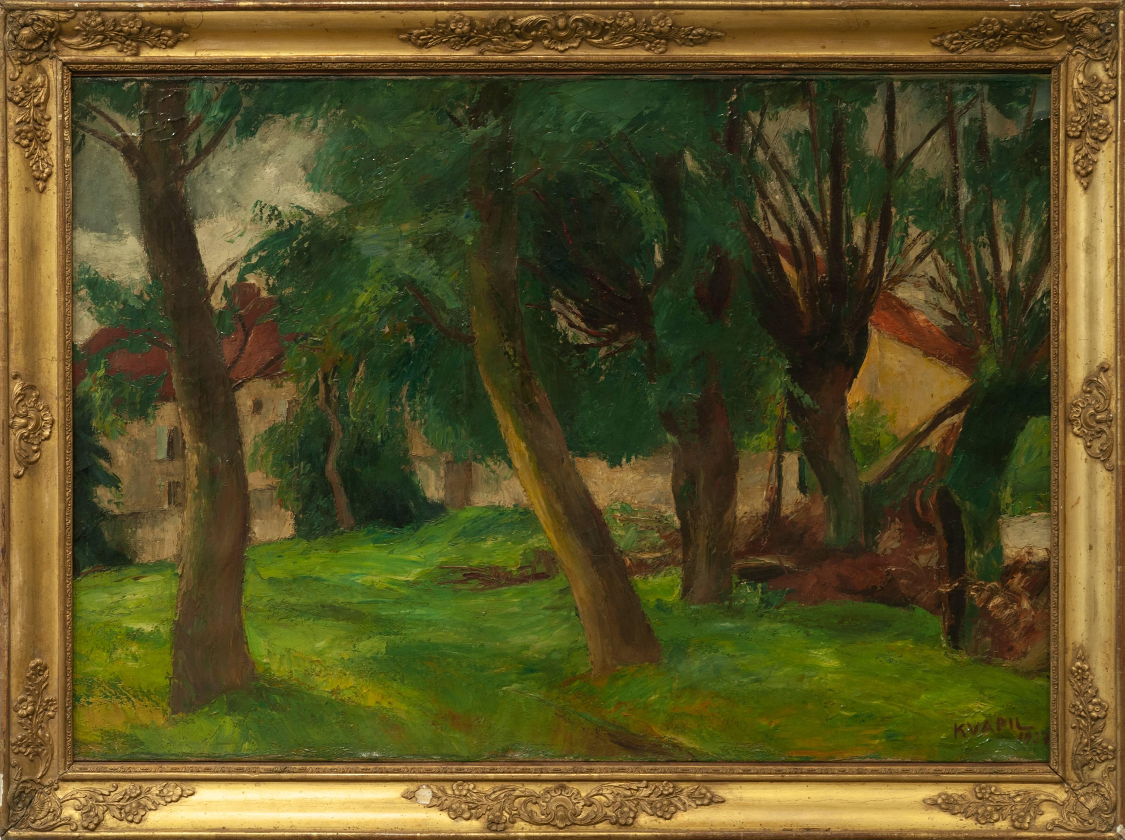 Charles Kvapil 'Undergrowth' 1927 Oil on Canvas Fauvism Belgium Landscape Modern For Sale 1