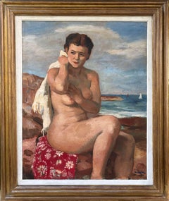 "La Bagnante" Grande Dipinto Olio su Tela Firmato e Datato 1936