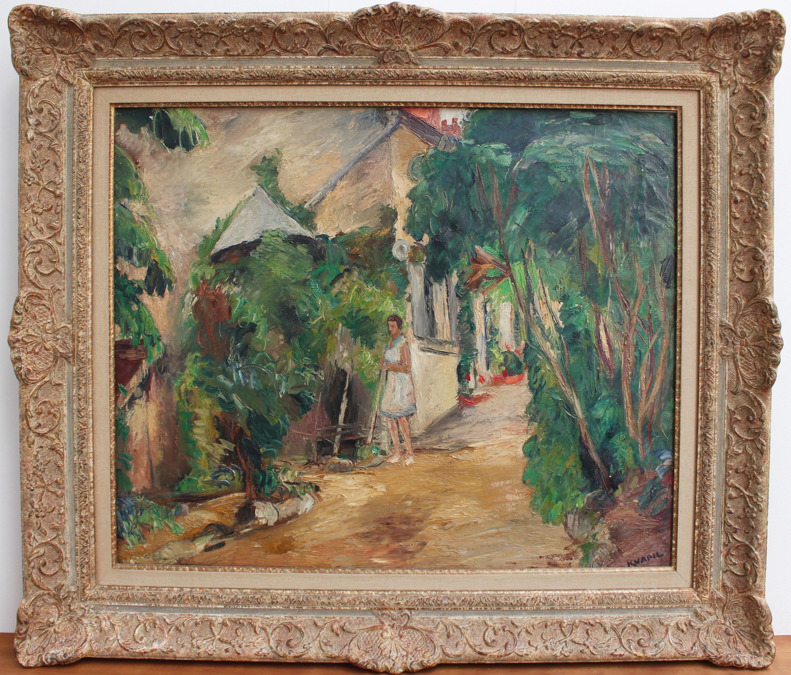 Le Jardin (The Garden) - Painting by Charles Kvapil