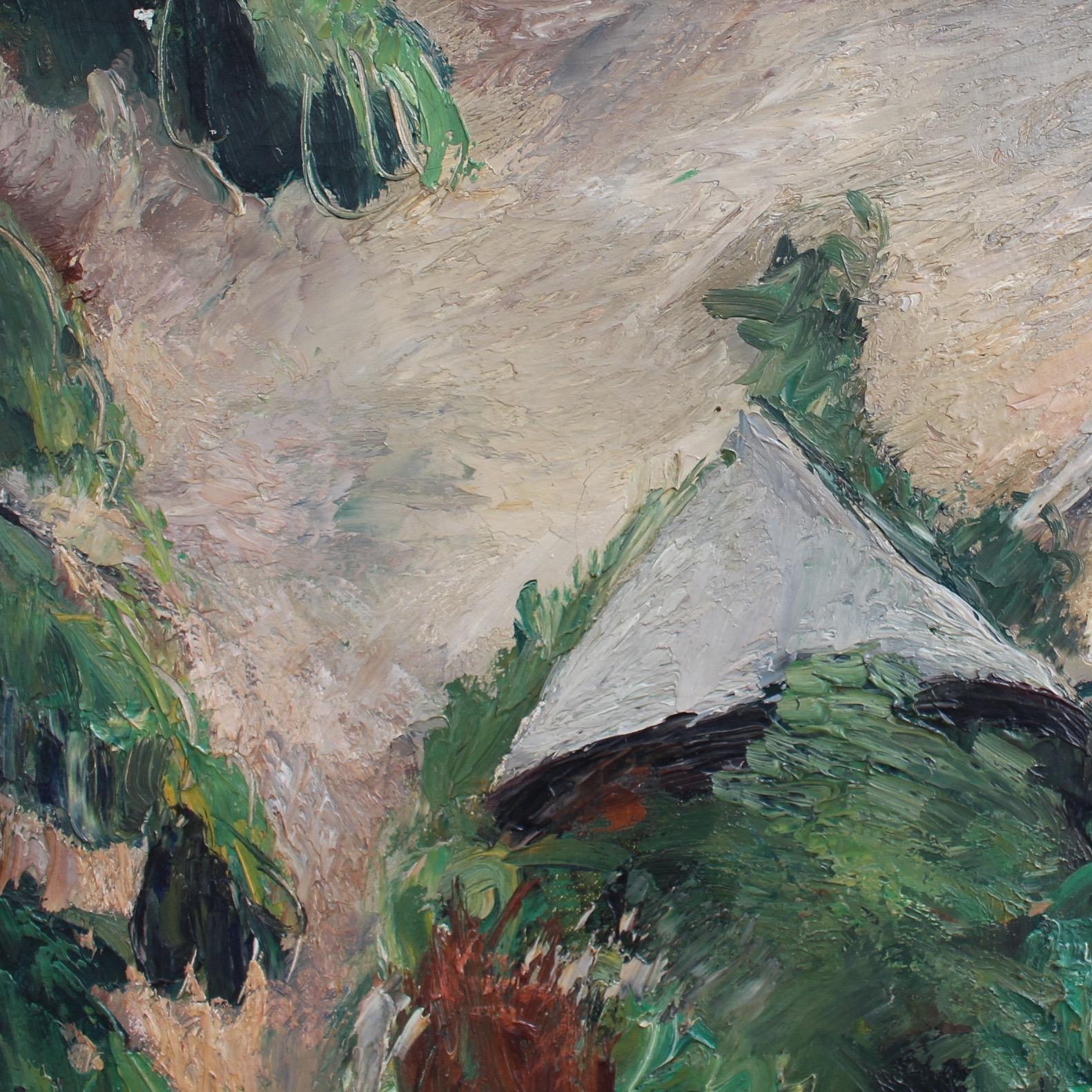 'Le Jardin' ('The Garden'), oil on canvas, by Charles Kvapil (circa 1930s). This luscious oil painting depicts the serene garden of the artist's own residence in Villiers-sur-Morin, outside of Paris. The delicately painted figure, perhaps his wife,