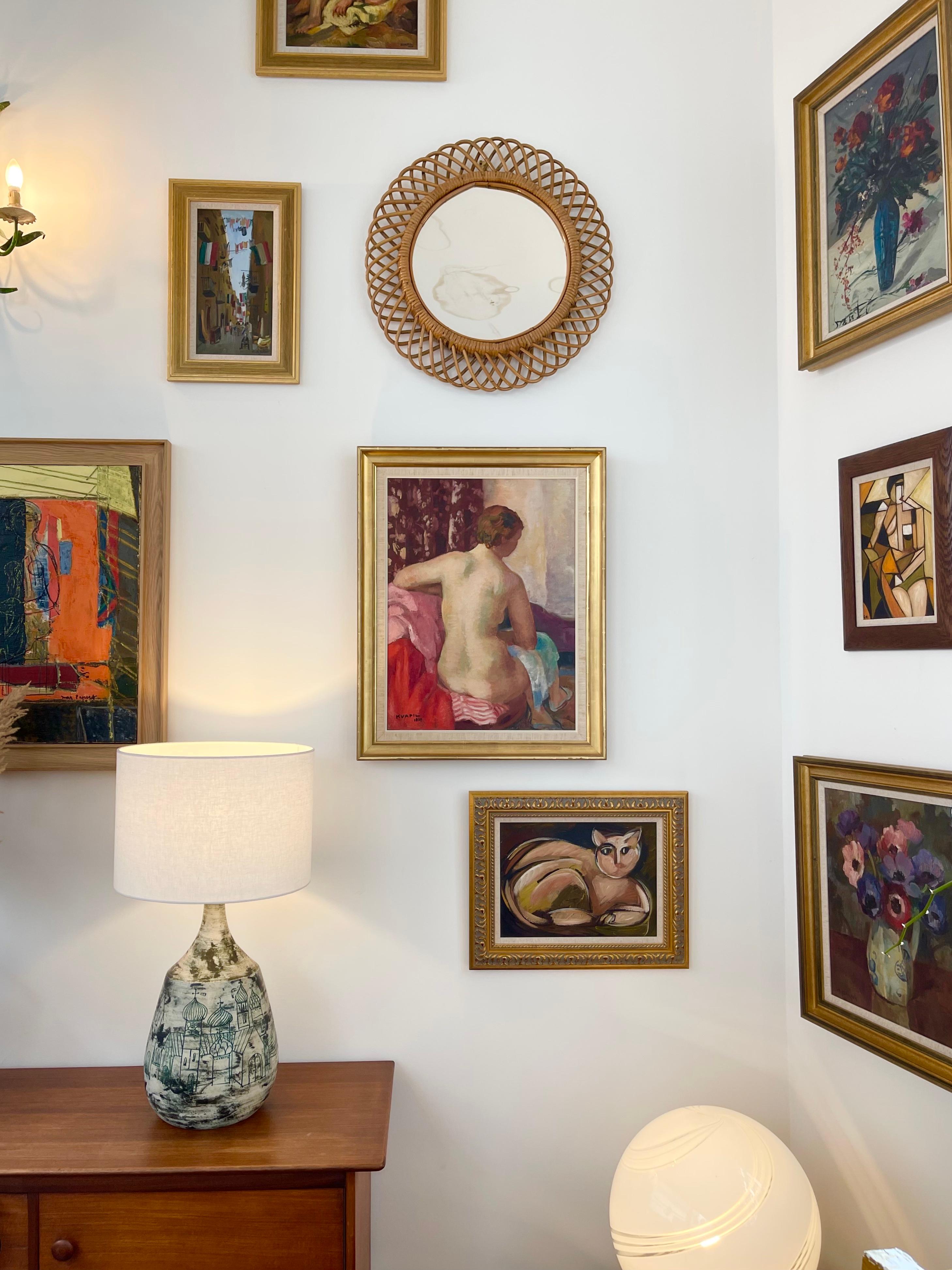 Nudo visto di spalle - Portrait Painting Beige di Charles Kvapil