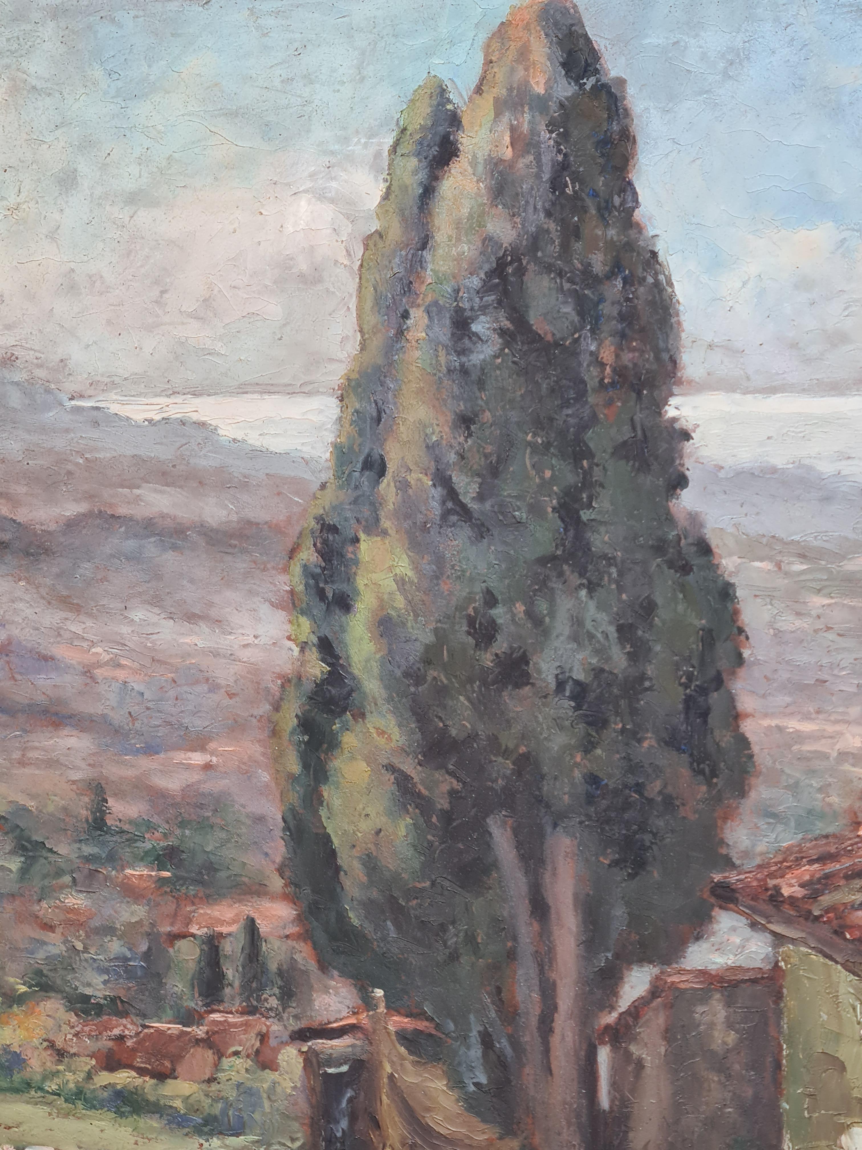 Post Impressionist View to the Sea, Corsica in a 'Cezanne' Landscape. For Sale 1