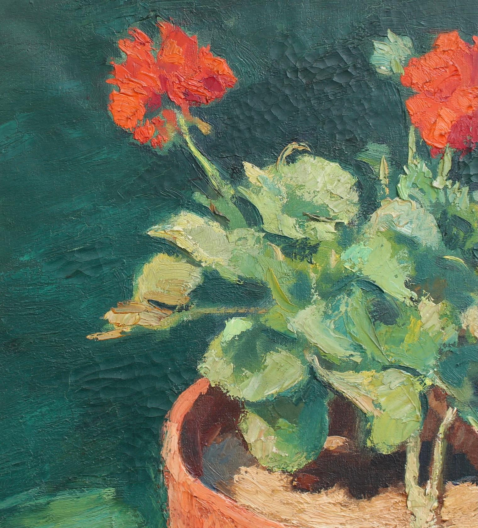 Potted Flowers - Expressionist Painting by Charles Kvapil