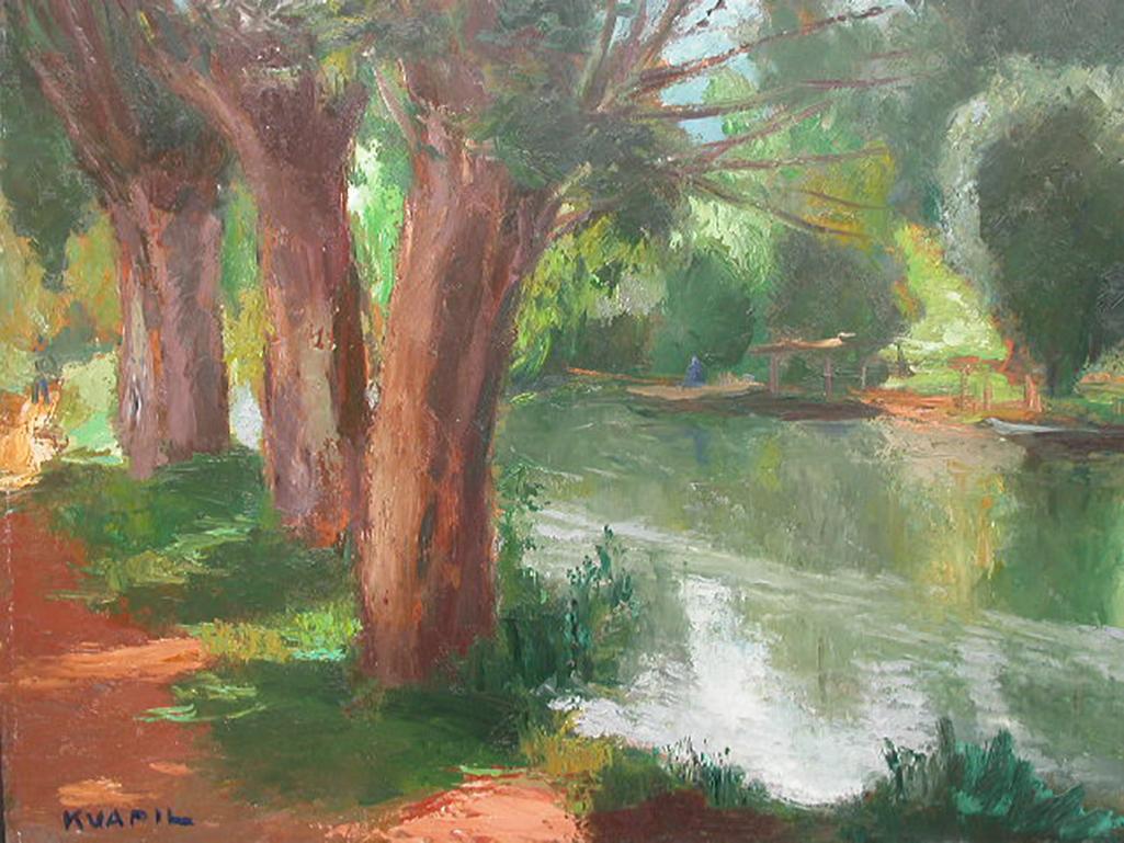 Landscape Painting Charles Kvapil - Vue de la rivière - École impressionniste française de Paris
