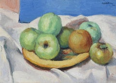 Bodegón con manzanas y plátano