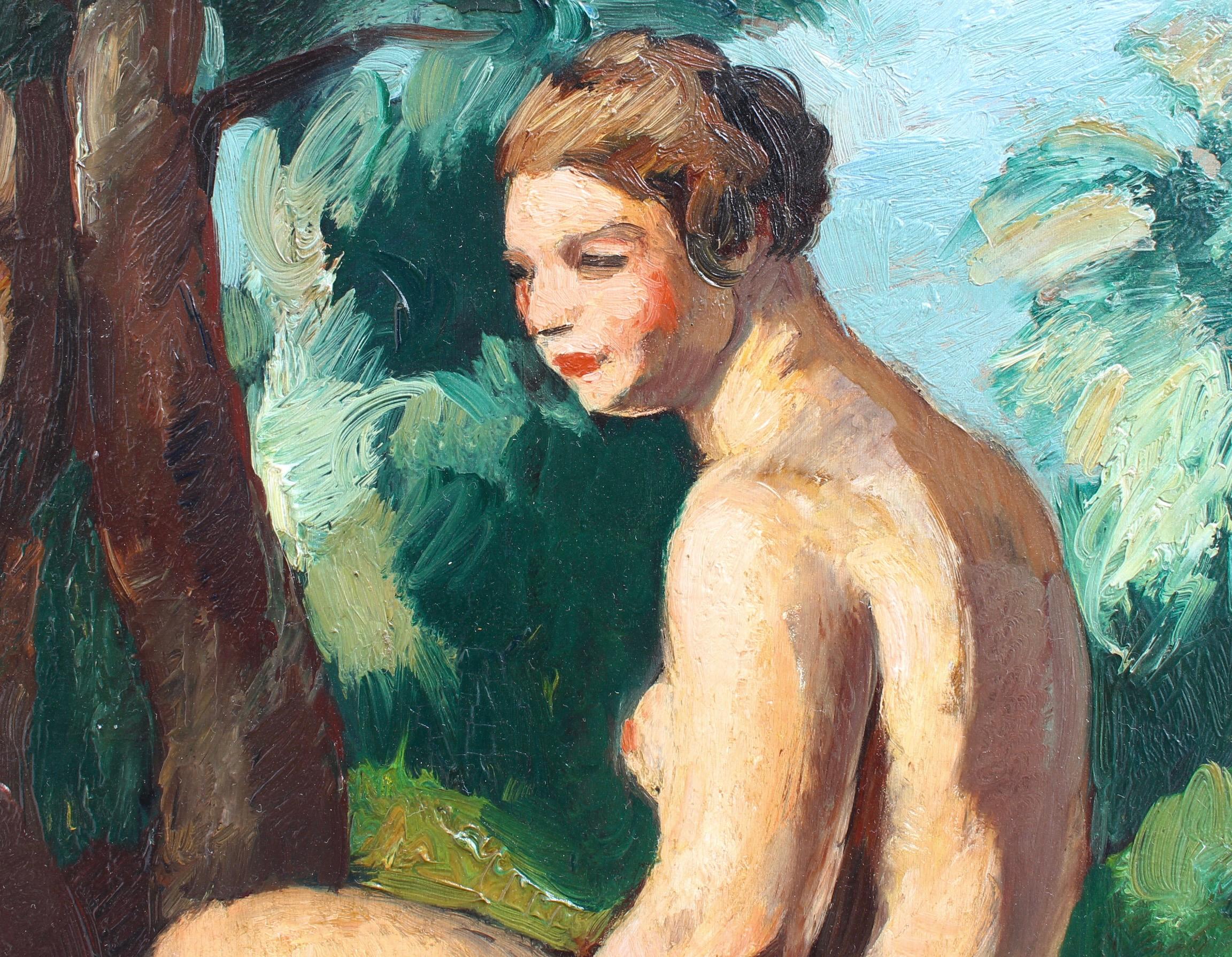 The Bather - Brown Portrait Painting by Charles Kvapil