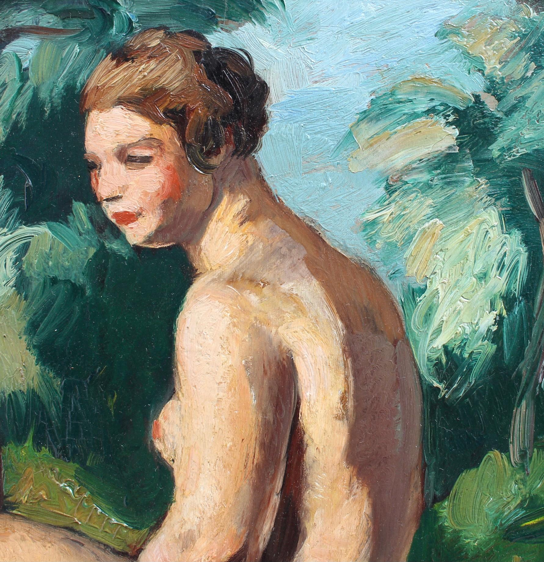 'The Bather', oil on board, by Charles Kvapil (1934). The world of art has for centuries depicted bathers in one form or another. Kvapil's wonderfully alluring versions may likely be inspired by Courbet and Cézanne. The nude appears in a dreamy