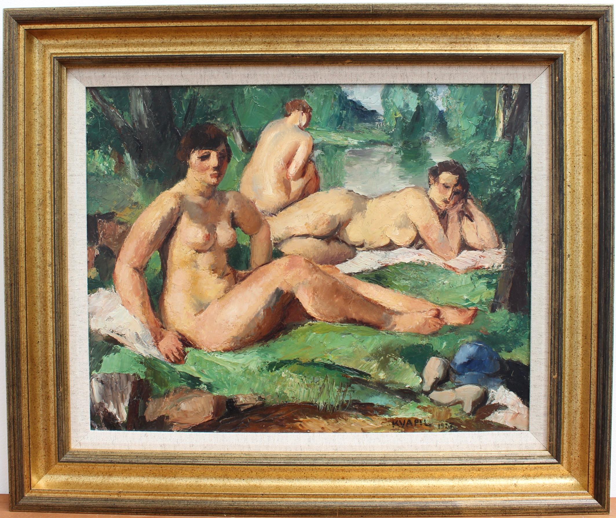 The Bathers - Painting by Charles Kvapil