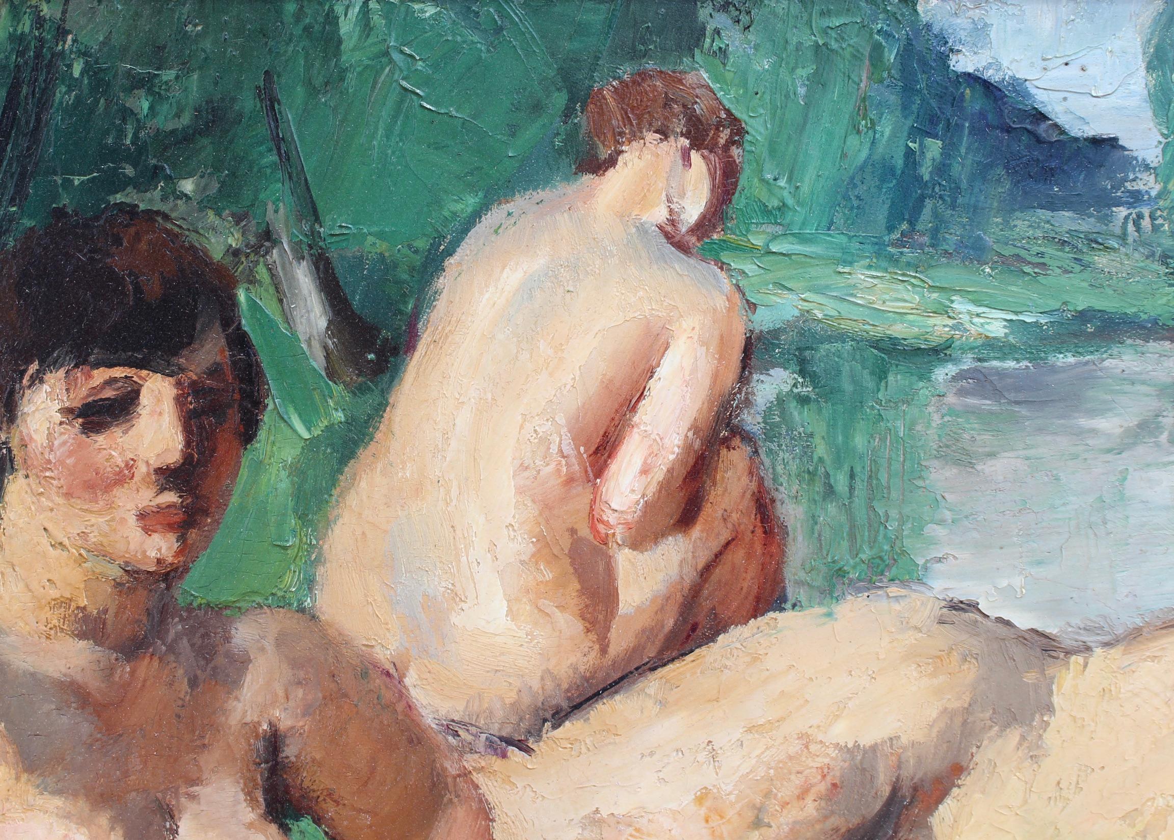 'The Bathers', oil on board, by Charles Kvapil (1927). The world of art has for centuries depicted bathers in one form or another. Kvapil's version, inspired by Courbet and Cézanne, is wonderfully alluring. Three nudes appear in a dreamy state