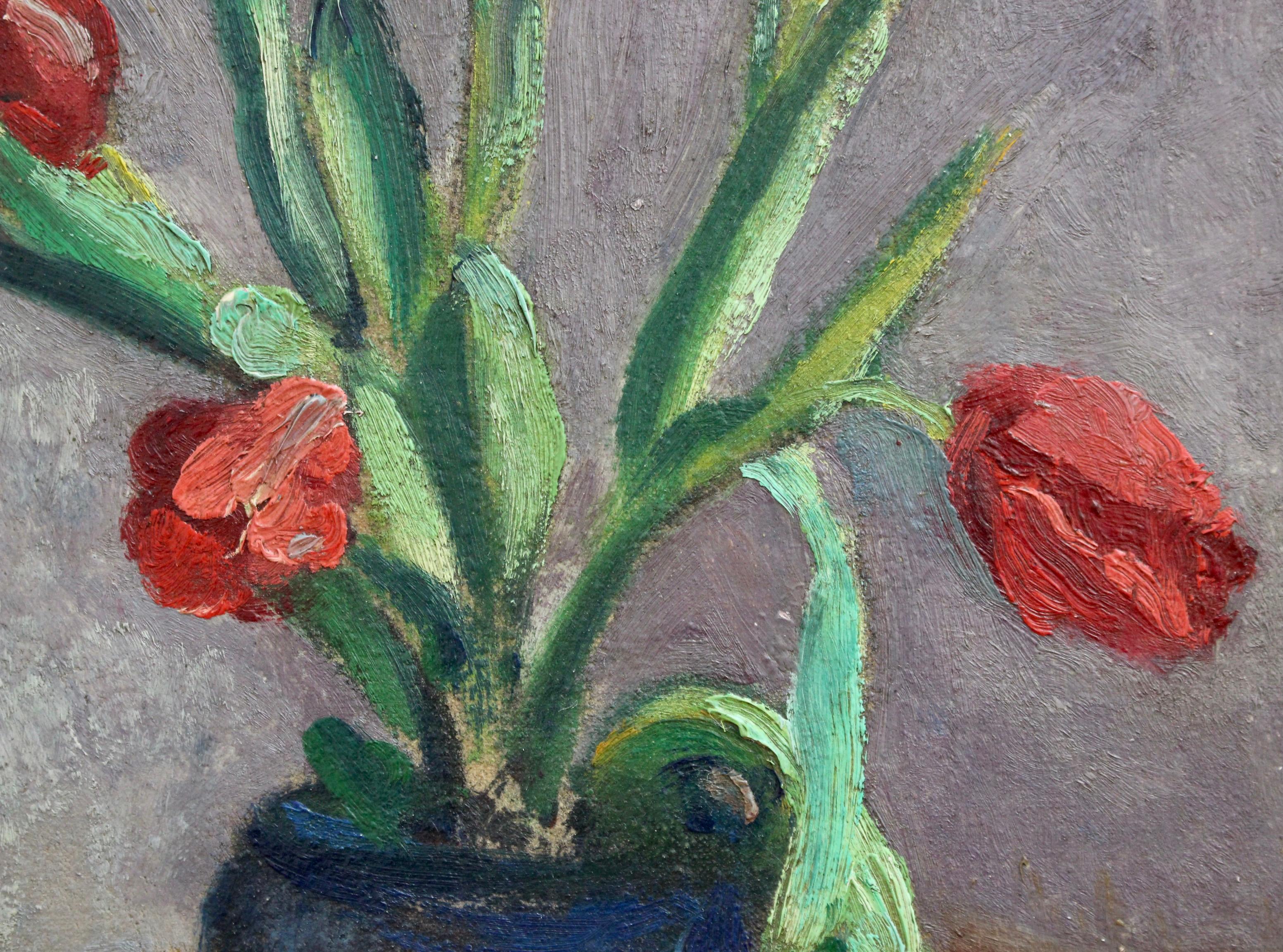 Vase with Bouquet of Red Tulips 1