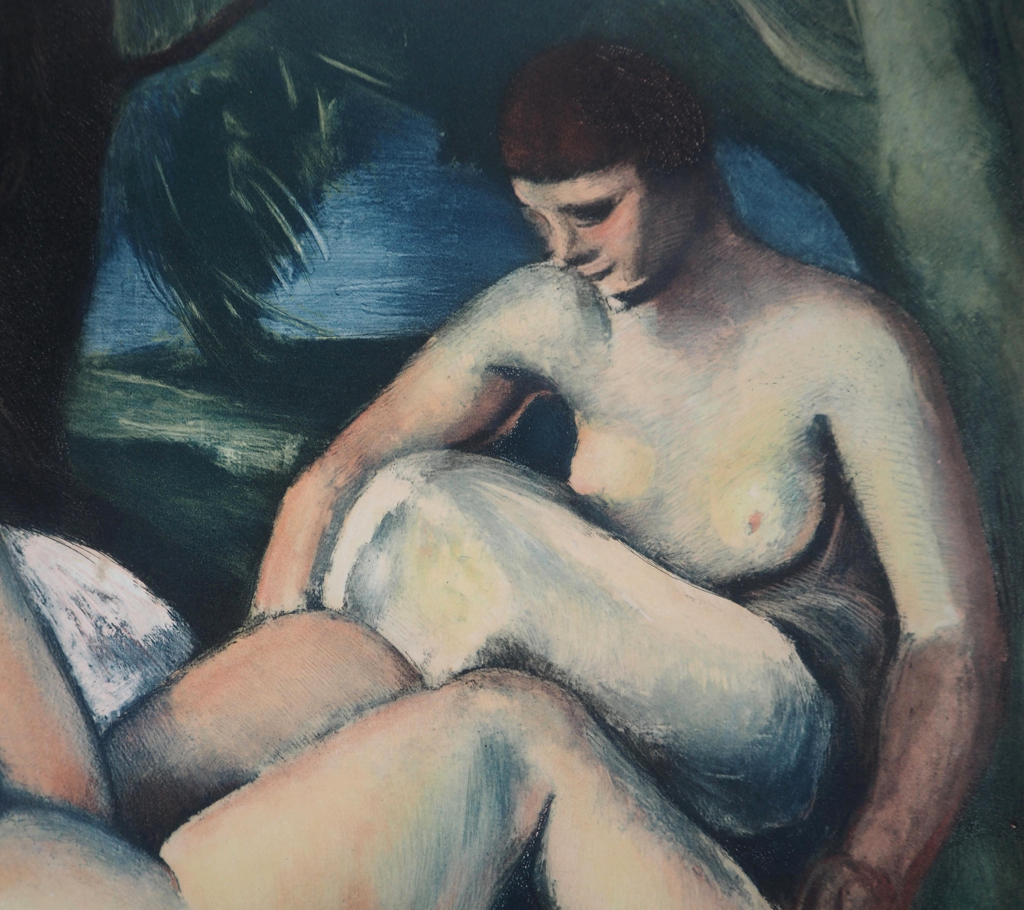 The Bathers – Original-Radierung und Aquatinta (Beige), Nude Print, von Charles Kvapil