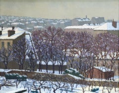 La Neige - Impressionist Oil, Snowy Winter Landscape by Charles Lacoste