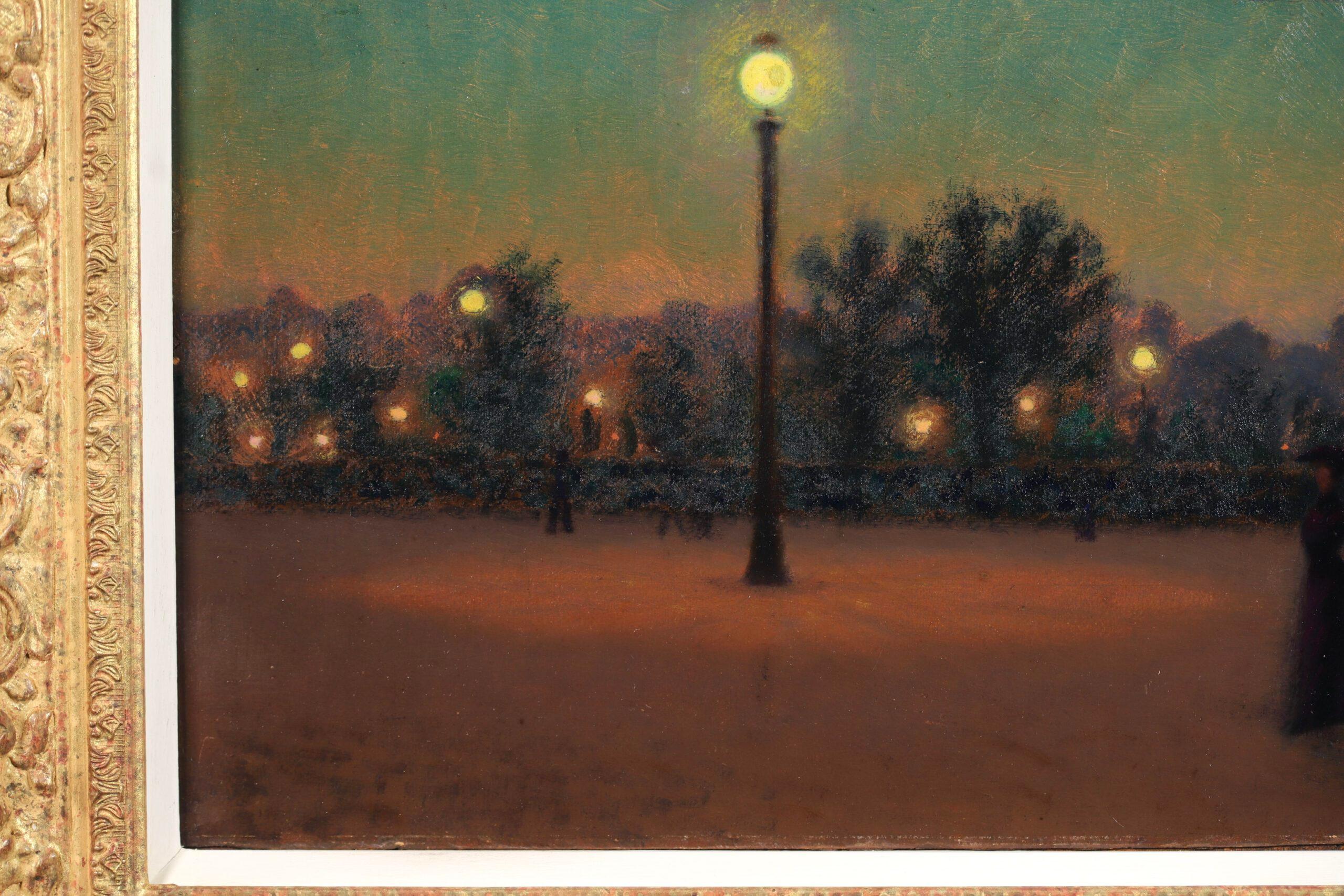 Nocturne - Figure impressionniste dans un paysage peint à l'huile de Charles Lacoste en vente 9