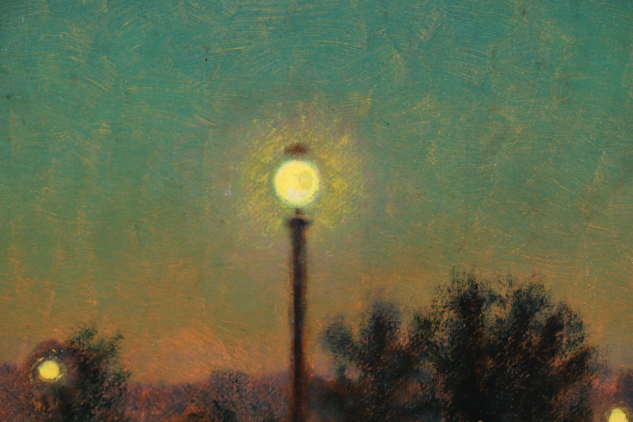Nocturne - Figure impressionniste dans un paysage peint à l'huile de Charles Lacoste en vente 10