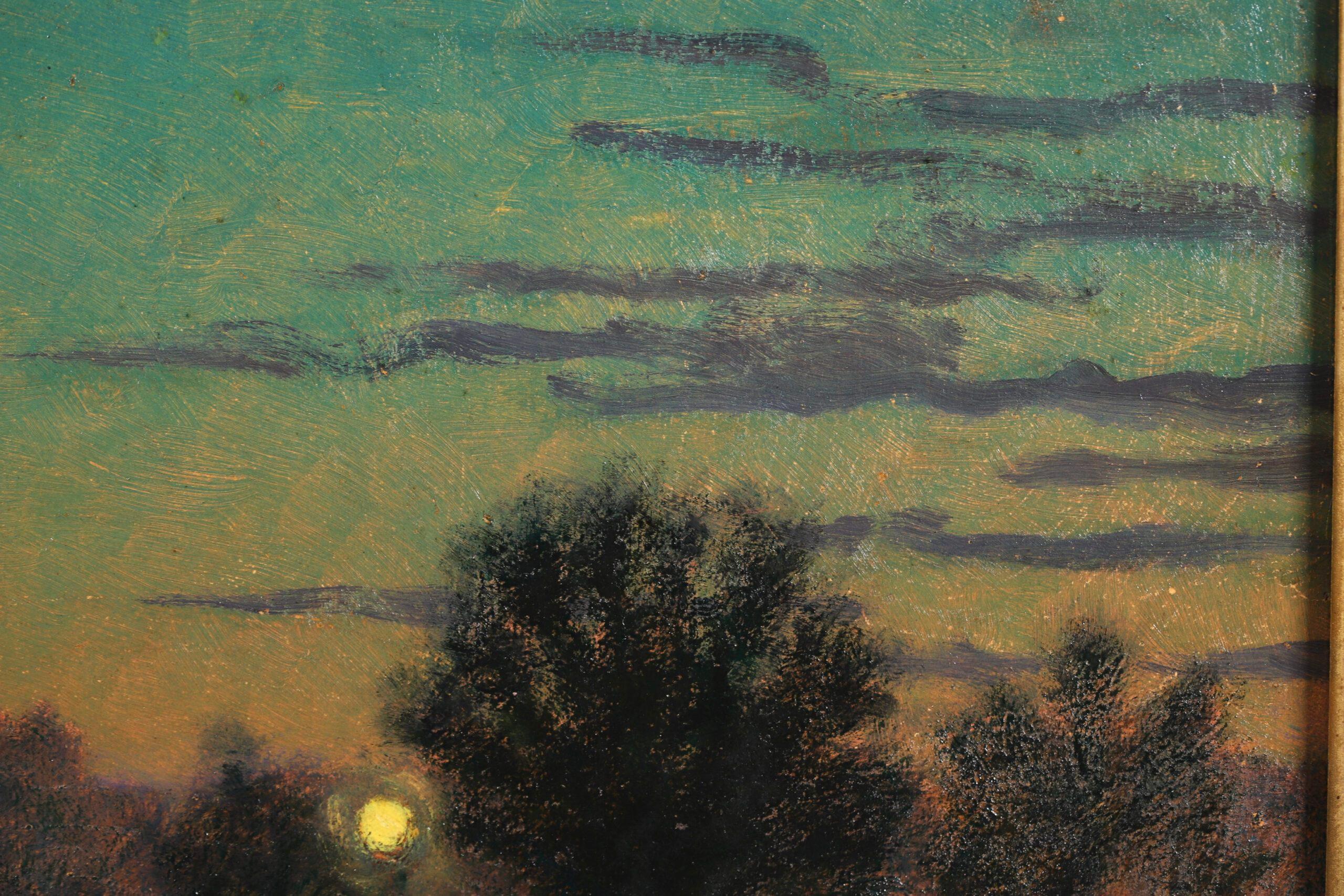 Nocturne - Figure impressionniste dans un paysage peint à l'huile de Charles Lacoste en vente 11