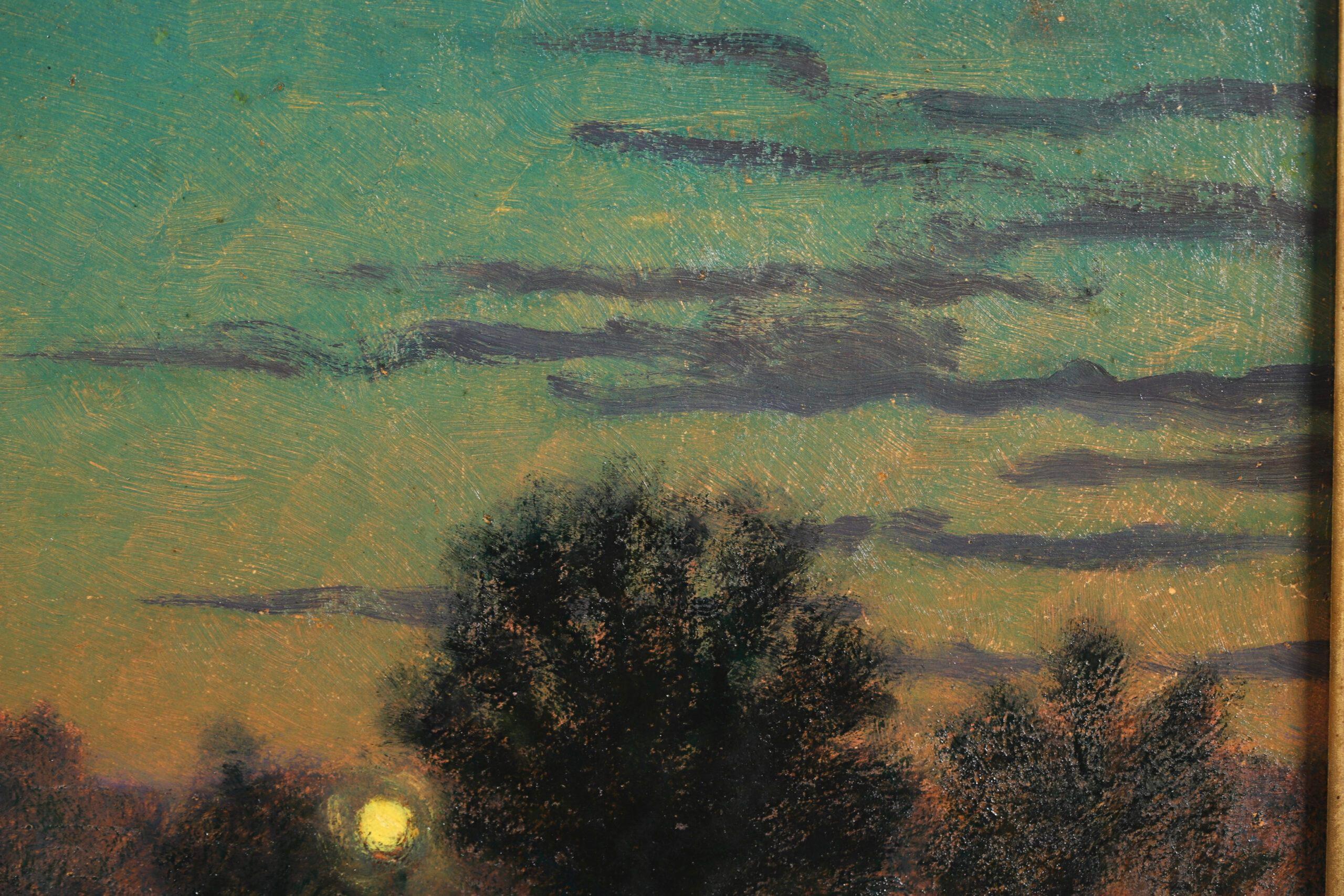 Nocturne - Impressionist Figure in Landscape Oil Painting by Charles Lacoste For Sale 9