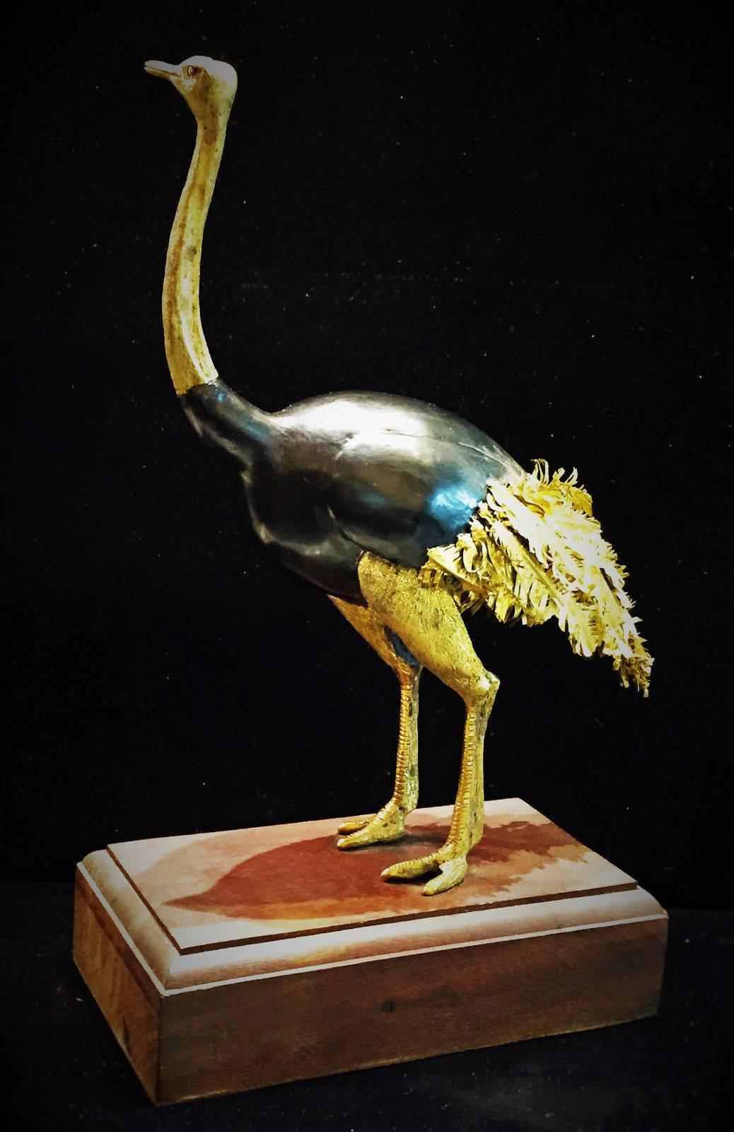 American Craftsman Charles Lamb, Ostrich, Brass and Copper Sculpture, circa 1970s