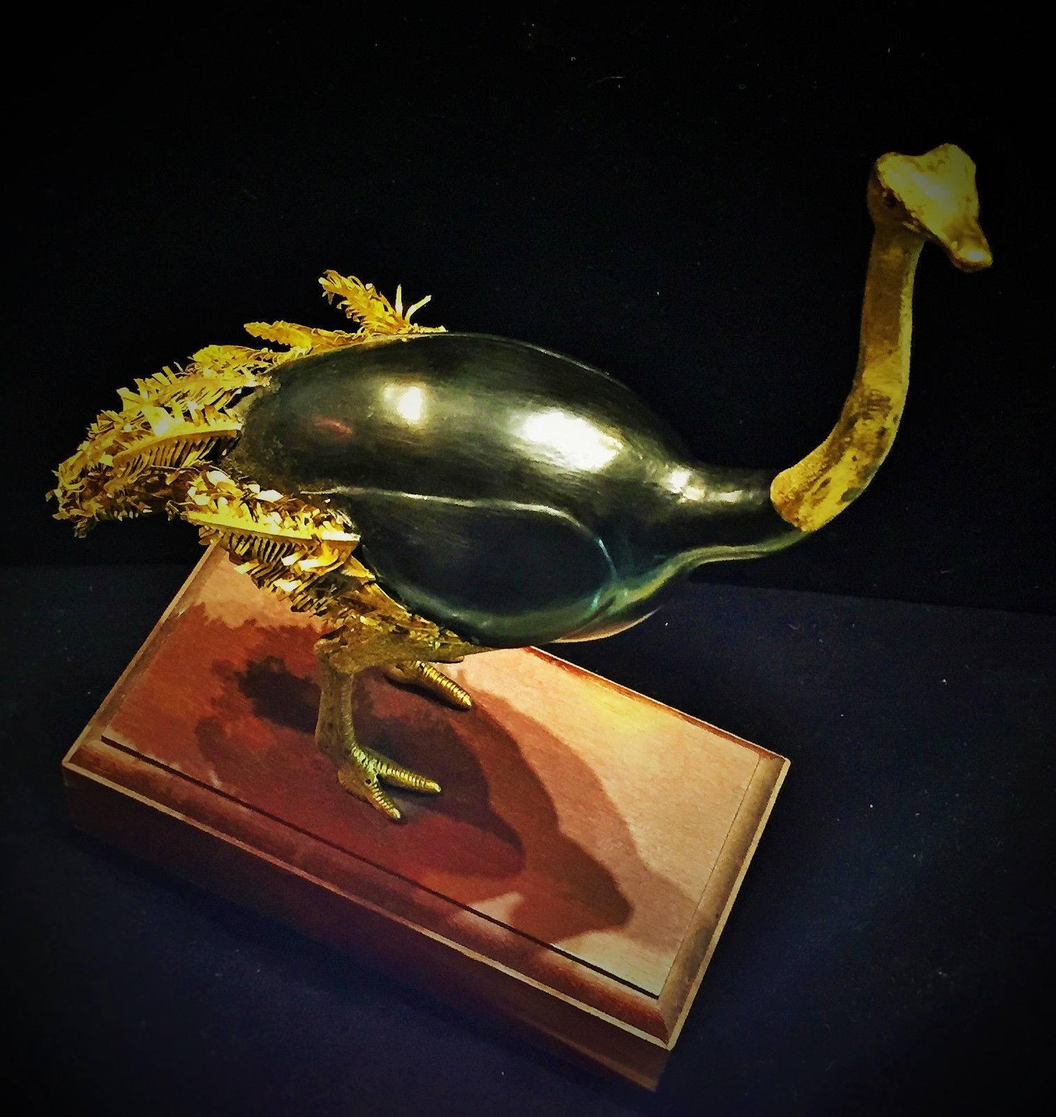 Charles Lamb, Ostrich, Brass and Copper Sculpture, circa 1970s In Good Condition In New York, NY