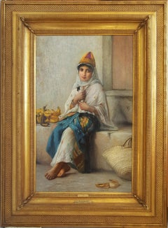 Petite Marchande de Banane - Orientalist, North African Girl Selling Bananas