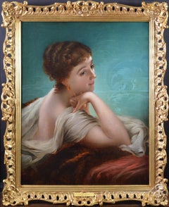Daydreams - Large 19th Century Oil Painting Portrait of Society Beauty