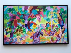 L'artiste français LAPICQUE Tiger The, « Invitation to Wisdom », huile sur toile, 1961