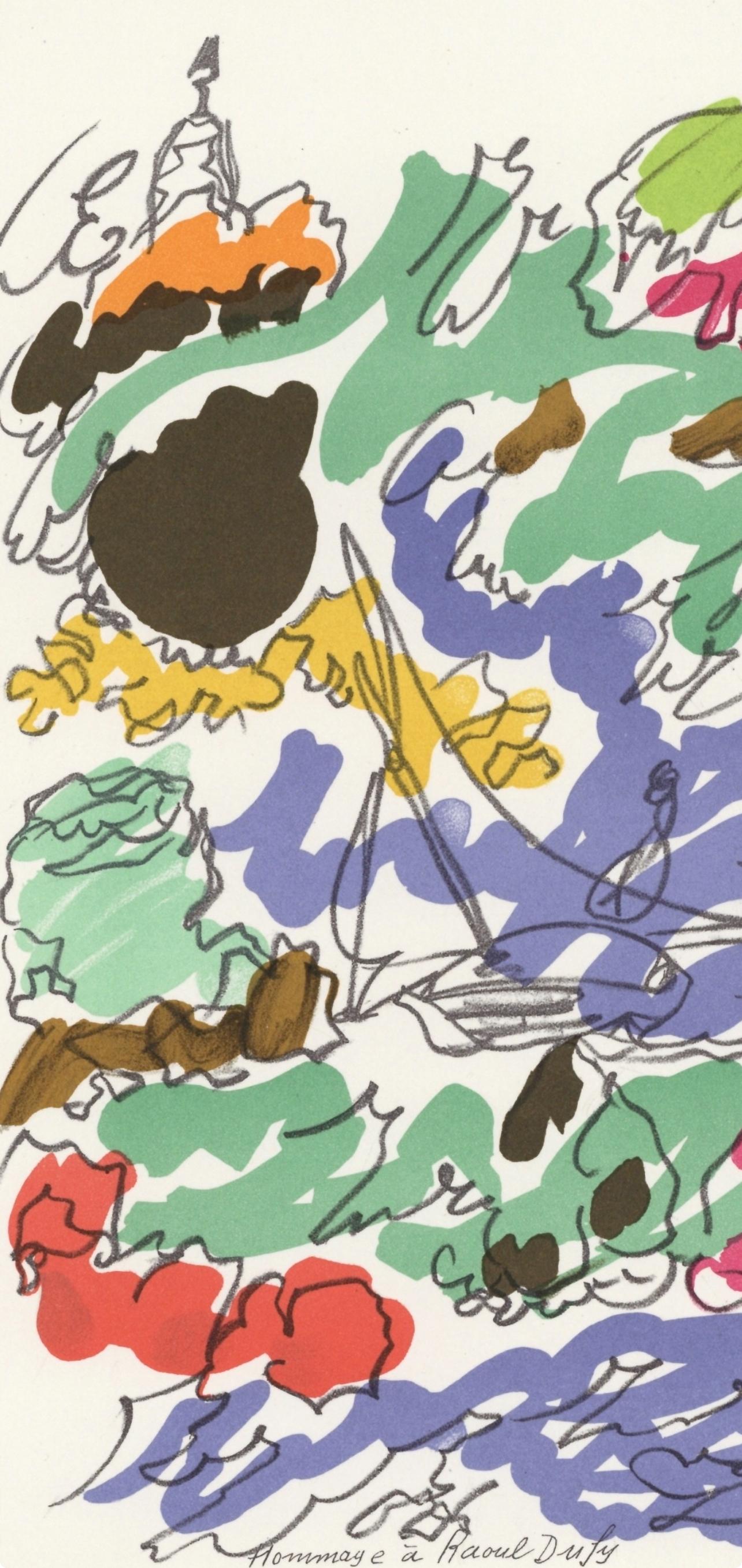 Composición, Carta a mi pintor Raoul Dufy - Print de Charles Lapicque