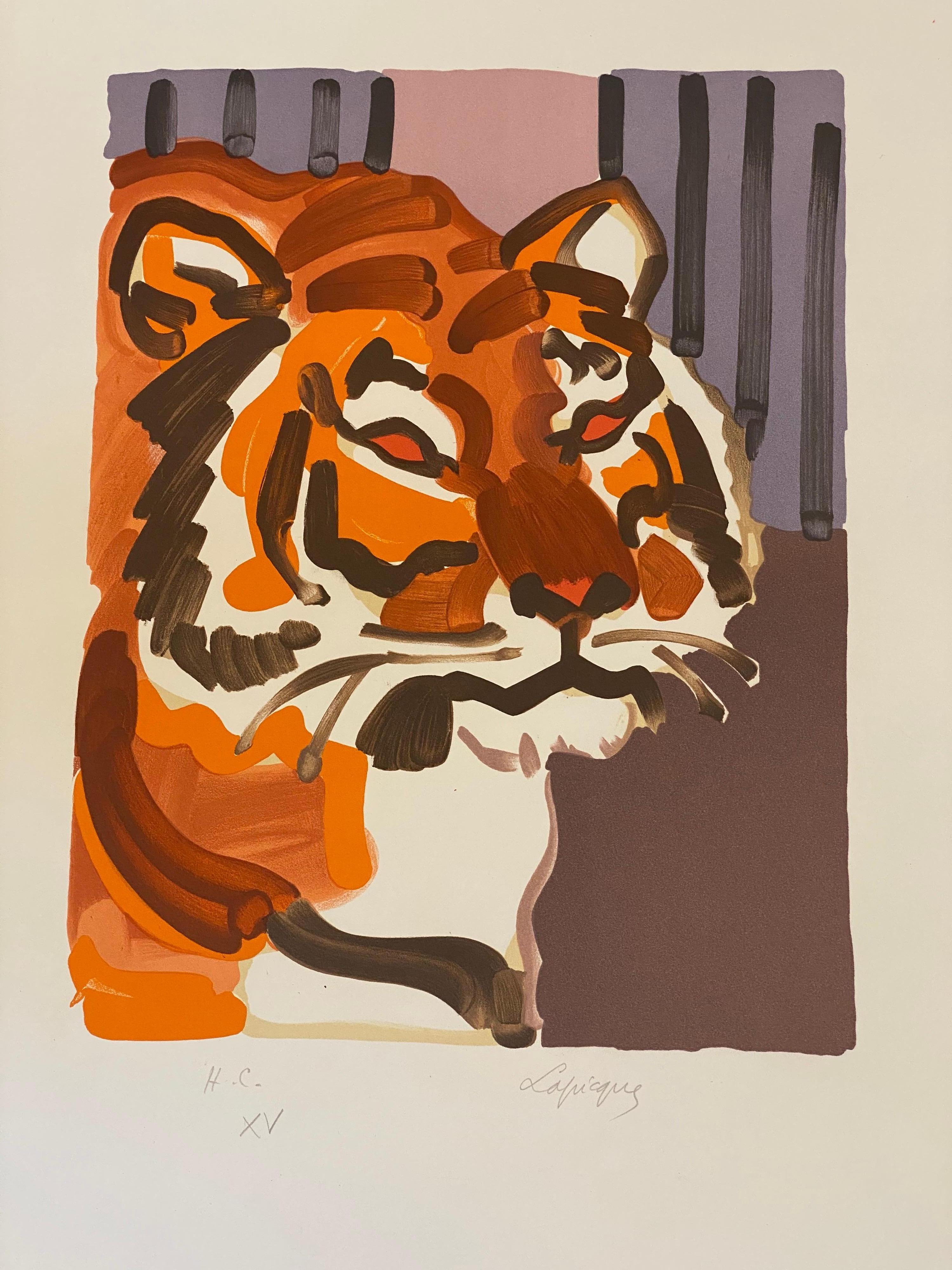 French Artist Original Lithography, The Tiger
