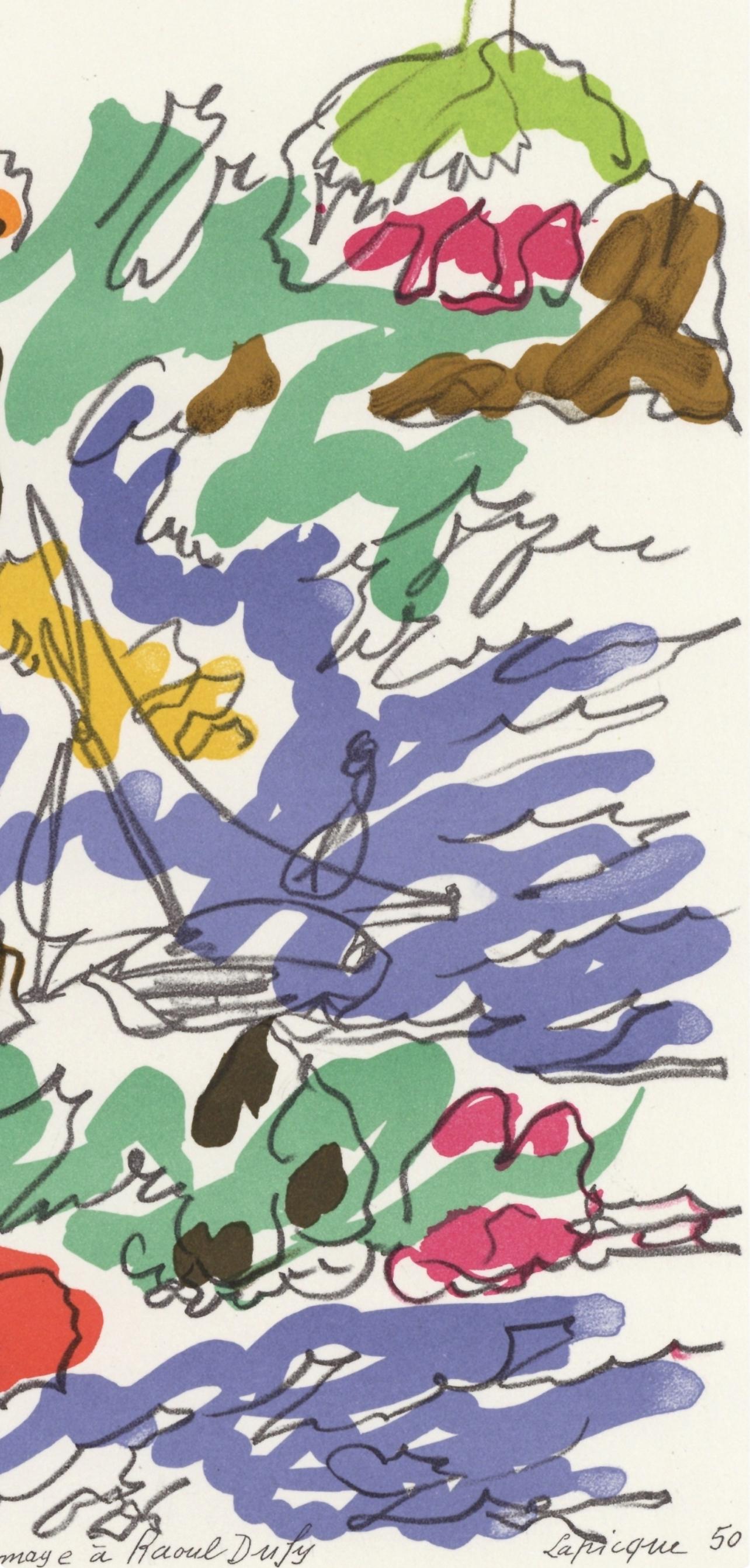 Lapicque, Composition, Lettre à mon peintre Raoul Dufy (after) - Gray Landscape Print by Charles Lapicque