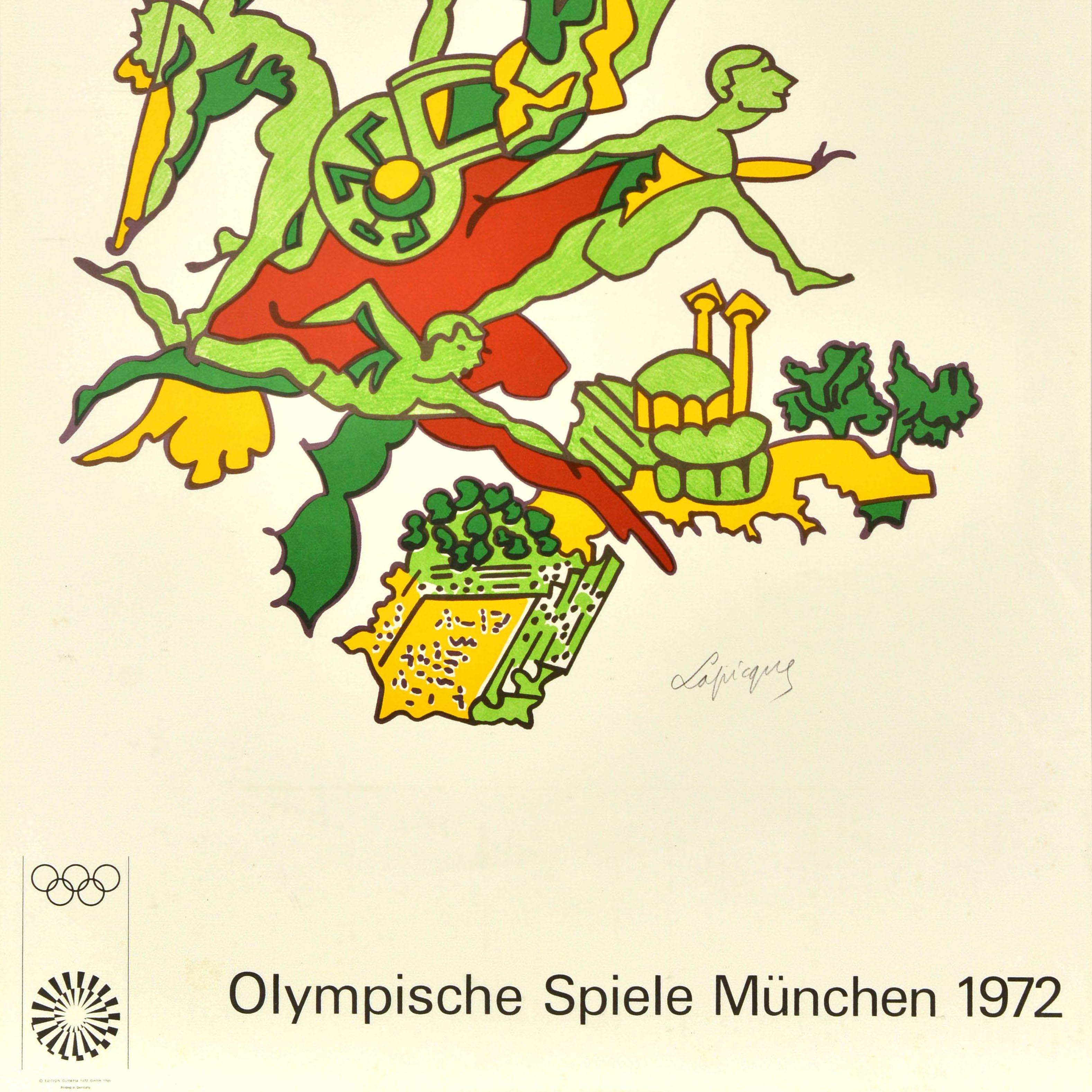 Poster sportivo originale d'epoca delle Olimpiadi di Monaco di Baviera 1972 Greene & Greene Charles Lapicque in vendita 3