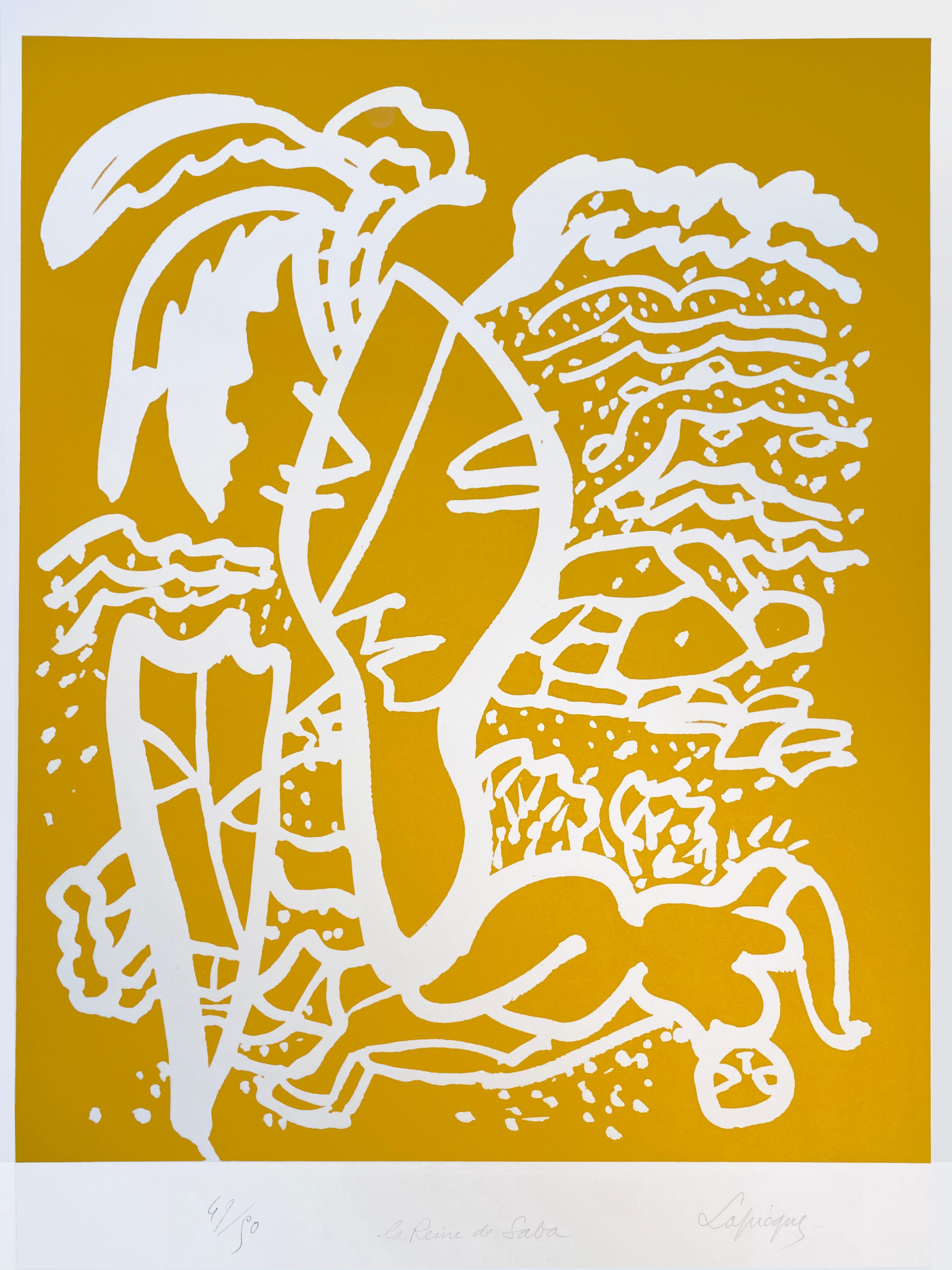 Charles Lapique 
La reine de saba
Original-Lithographie auf gewölbtem Velin Paris 
Nummeriert, betitelt und vom Künstler mit Bleistift signiert 
Nr. 49/50
1966
Perfekter Zustand 
68,5 x 52,5 cm
Bestandskatalog Nr. 286
290 Euro