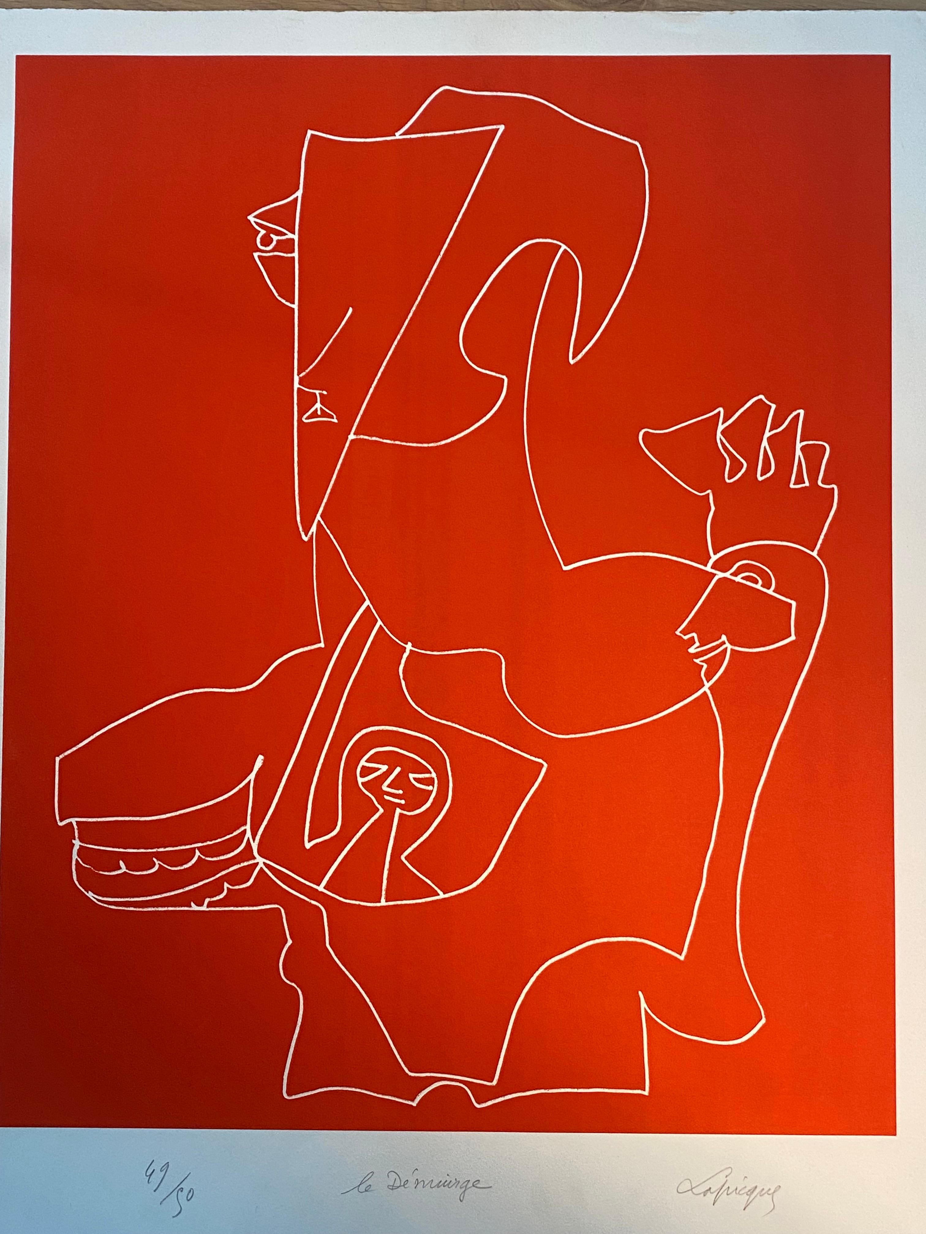 Charles Lapique  Le démiurge  Lithographie originale en vente 1