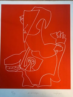 Charles Lapique  Le démiurge  Original lithograph