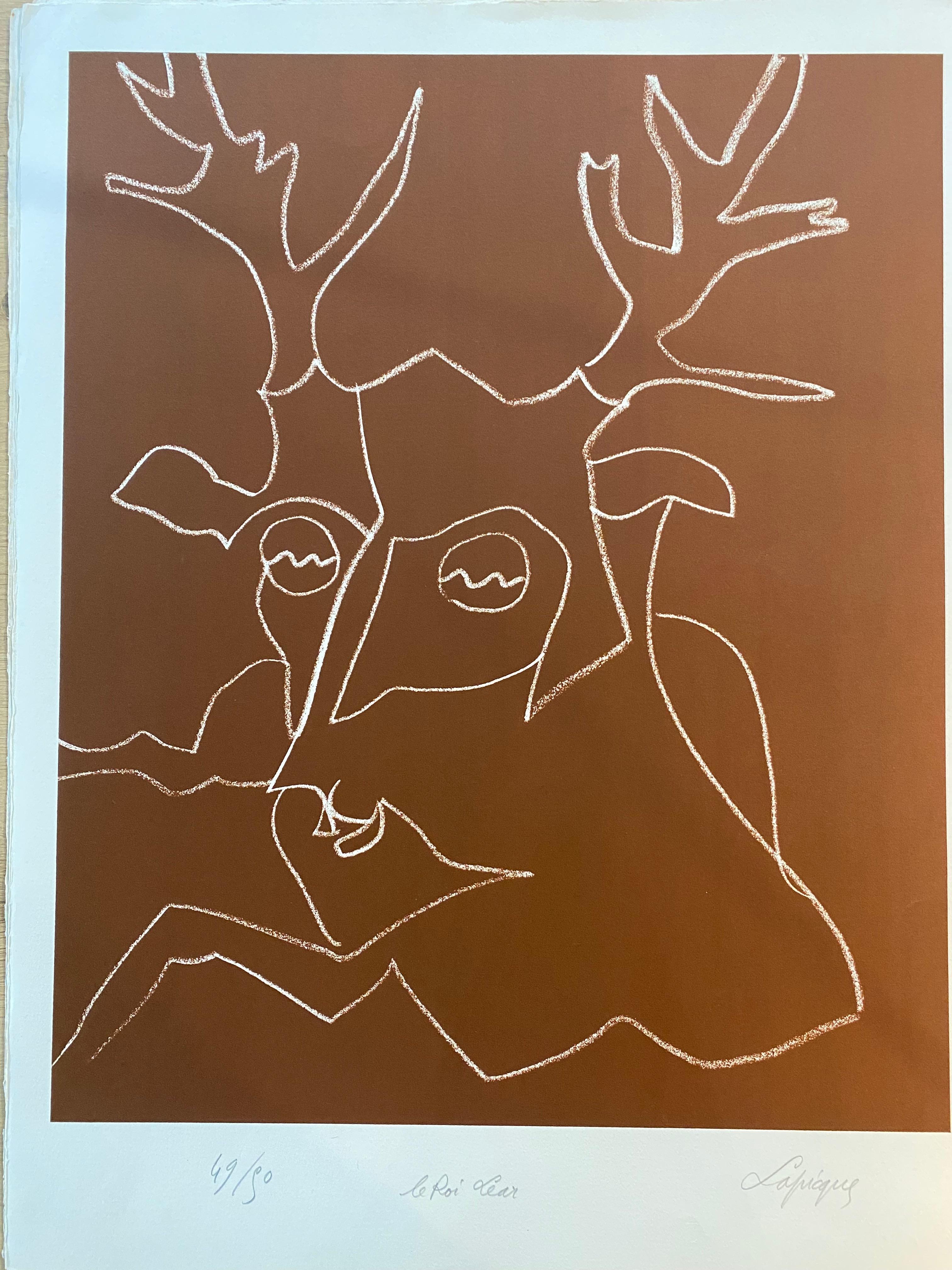 Charles Lapique  « Le roi lear »  Lithographie originale en vente 1