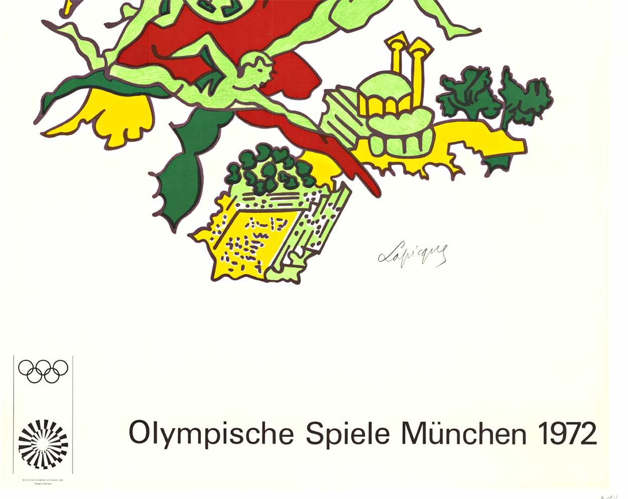 Cartel deportivo vintage original de los Juegos Olímpicos de 1972 en Munich, Alemania - Print Expresionismo abstracto de Charles Lapique