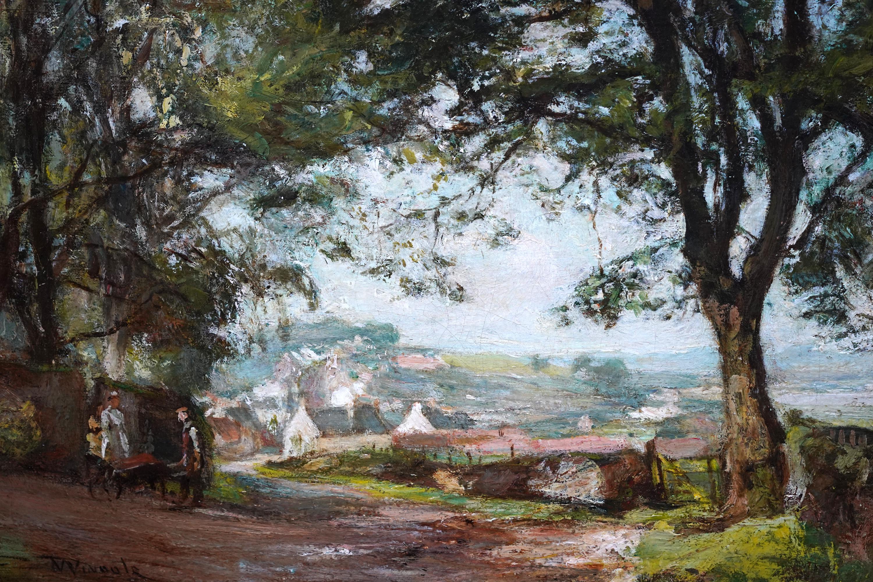 Landschaft mit Dorf - Schottische Edwardianische Impressionistische Kunst Ölgemälde im Angebot 1