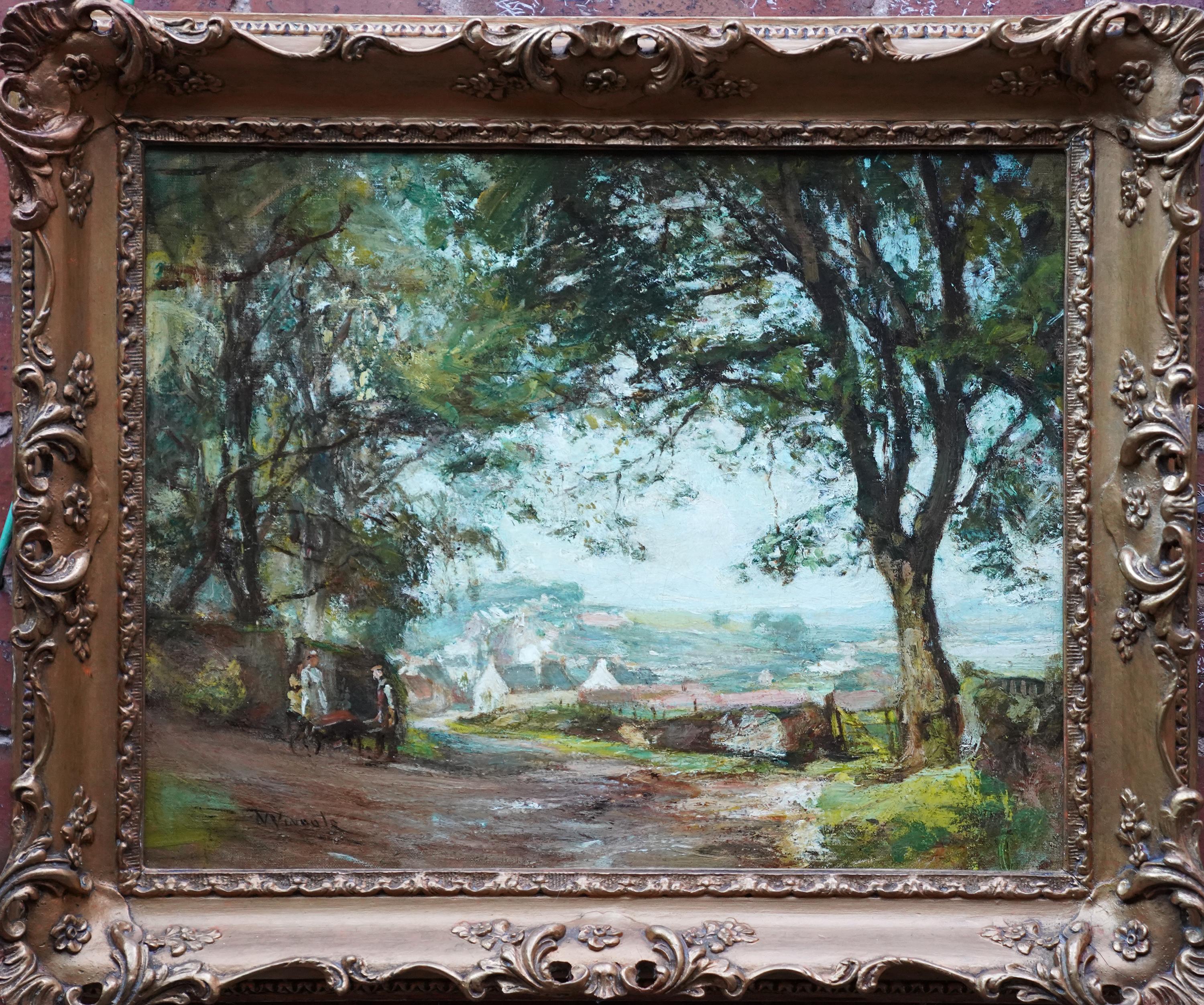 Landschaft mit Dorf - Schottische Edwardianische Impressionistische Kunst Ölgemälde im Angebot 4