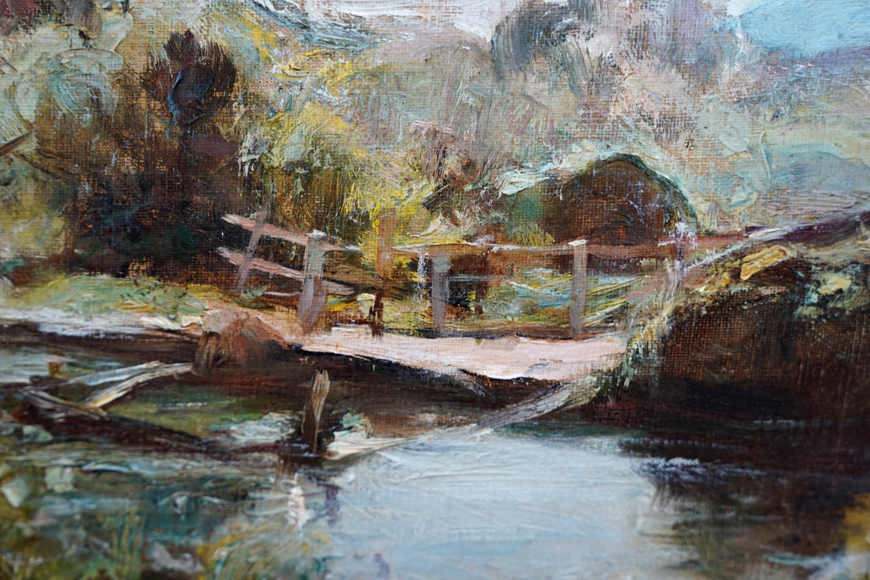 Paysage écossais - peinture à l'huile impressionniste écossaise victorienne Écosse en vente 4