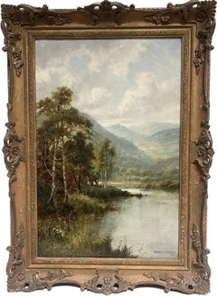 Fine Victorian Scottish Loch Scene Highland Landscape Oil Painting signed