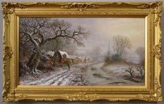 Winterlandschaft, Ölgemälde von Kings Norton, Warwickshire, 19. Jahrhundert