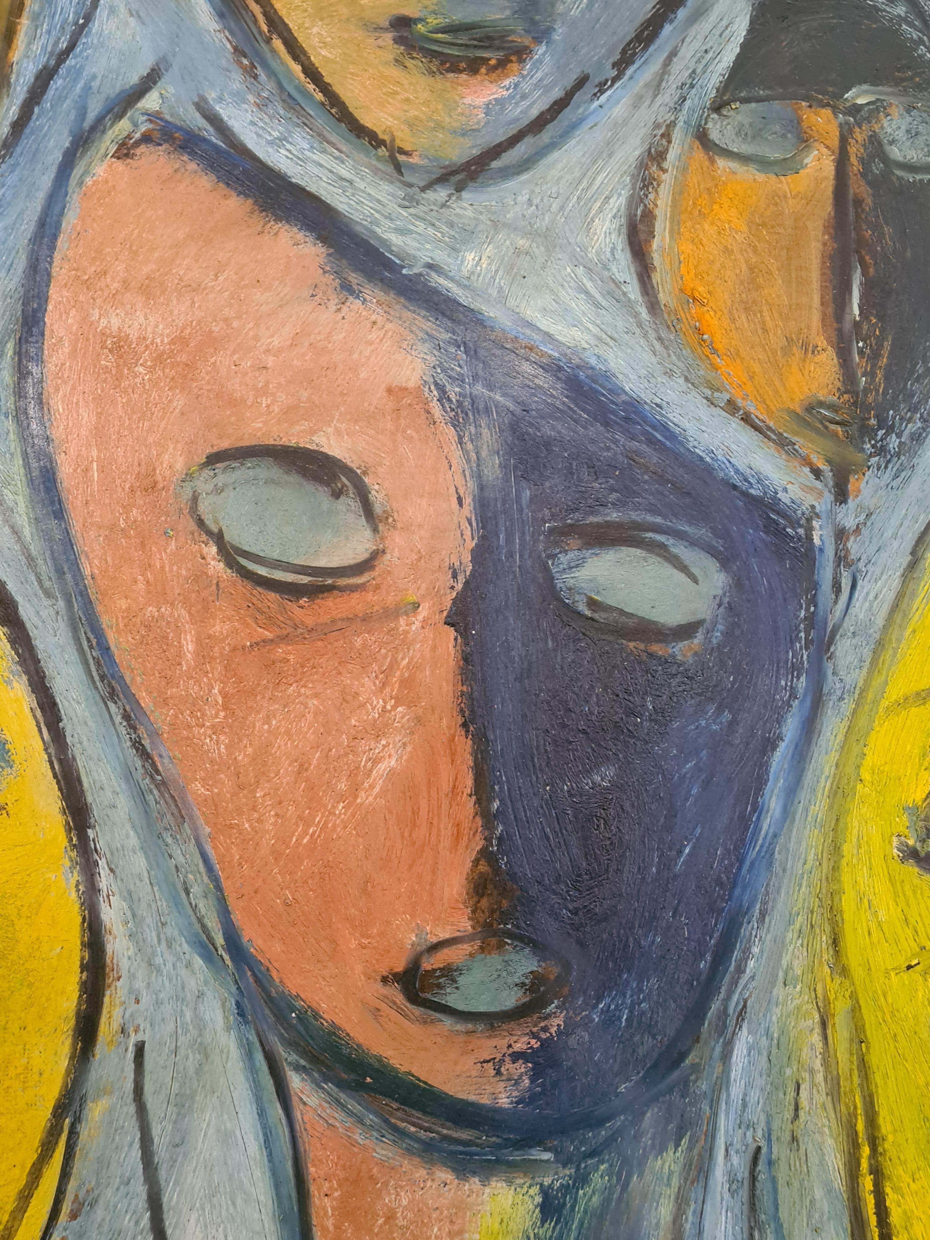 Kubistische Interpretation der Baule-Masken, Masques Africains Cubistes. (Kubismus), Painting, von Charles LeBris