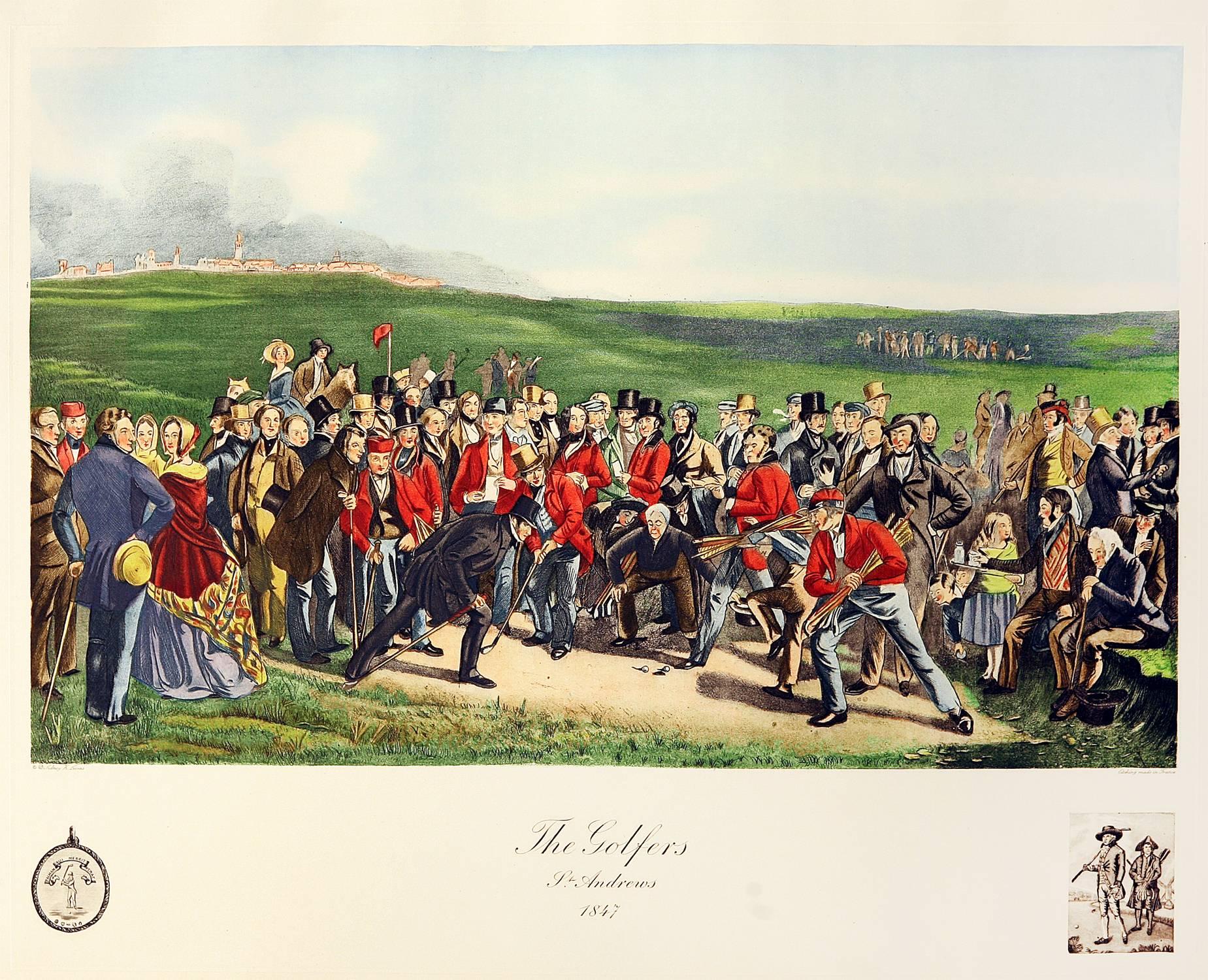Charles Lees Landscape Print - Early Golf Tournament at St. Andrews, Scotland