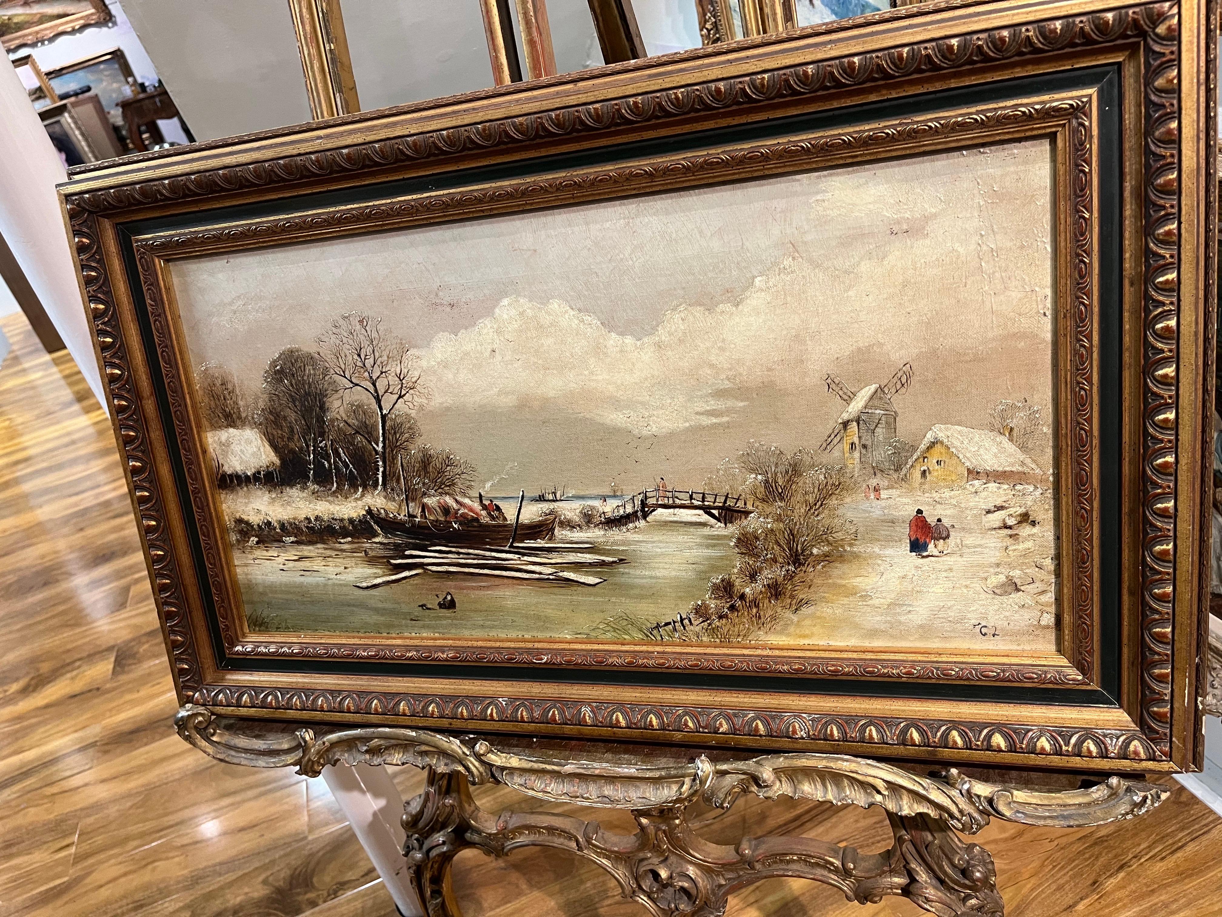 PINTURA AL ÓLEO Firmado C L  VIEJO MAESTRO PINTOR Siglo XIX ESCUELA BELGA - Painting de Charles Leickert 