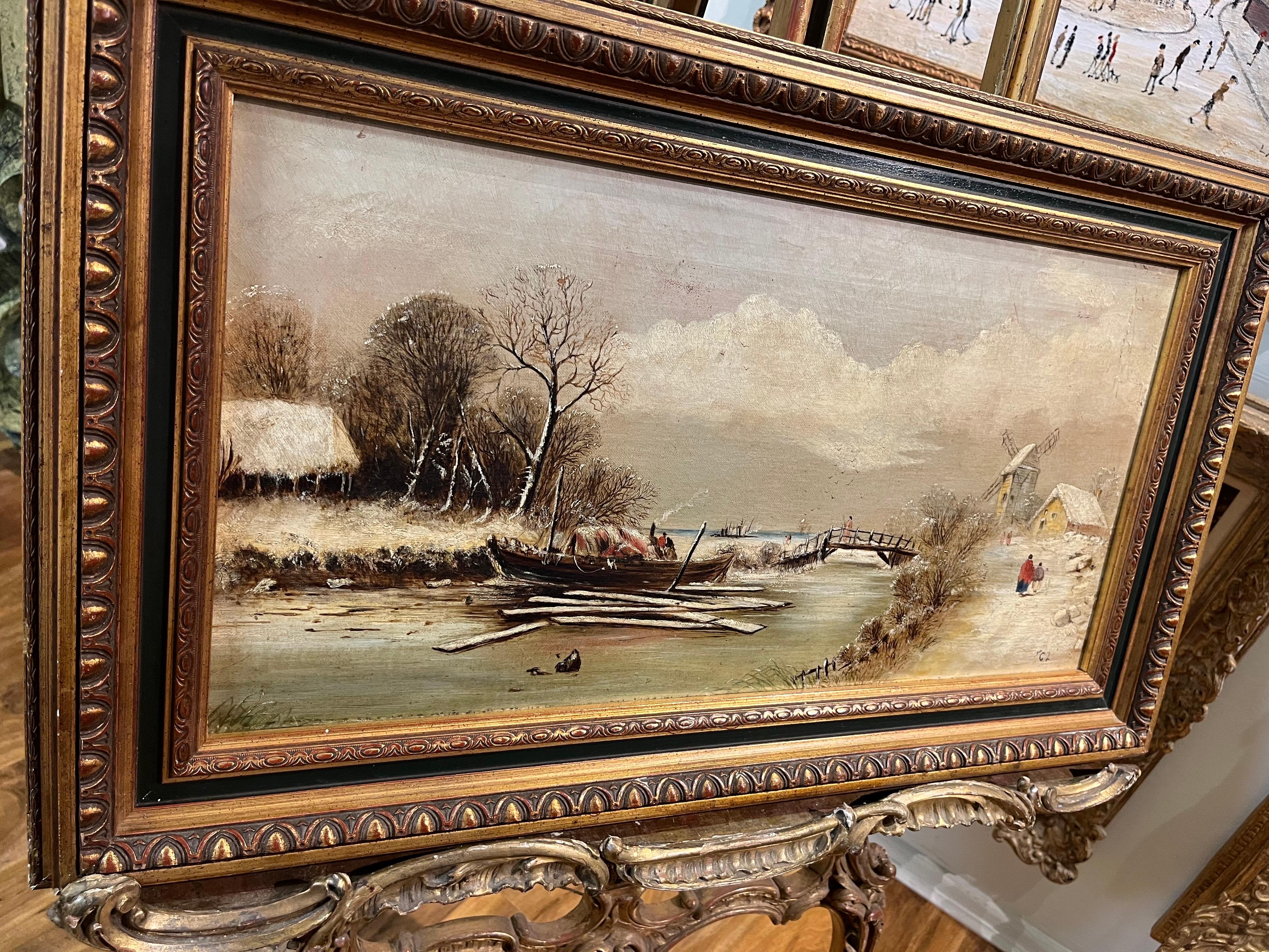 PINTURA AL ÓLEO Firmado C L  VIEJO MAESTRO PINTOR Siglo XIX ESCUELA BELGA - Painting Realista de Charles Leickert 