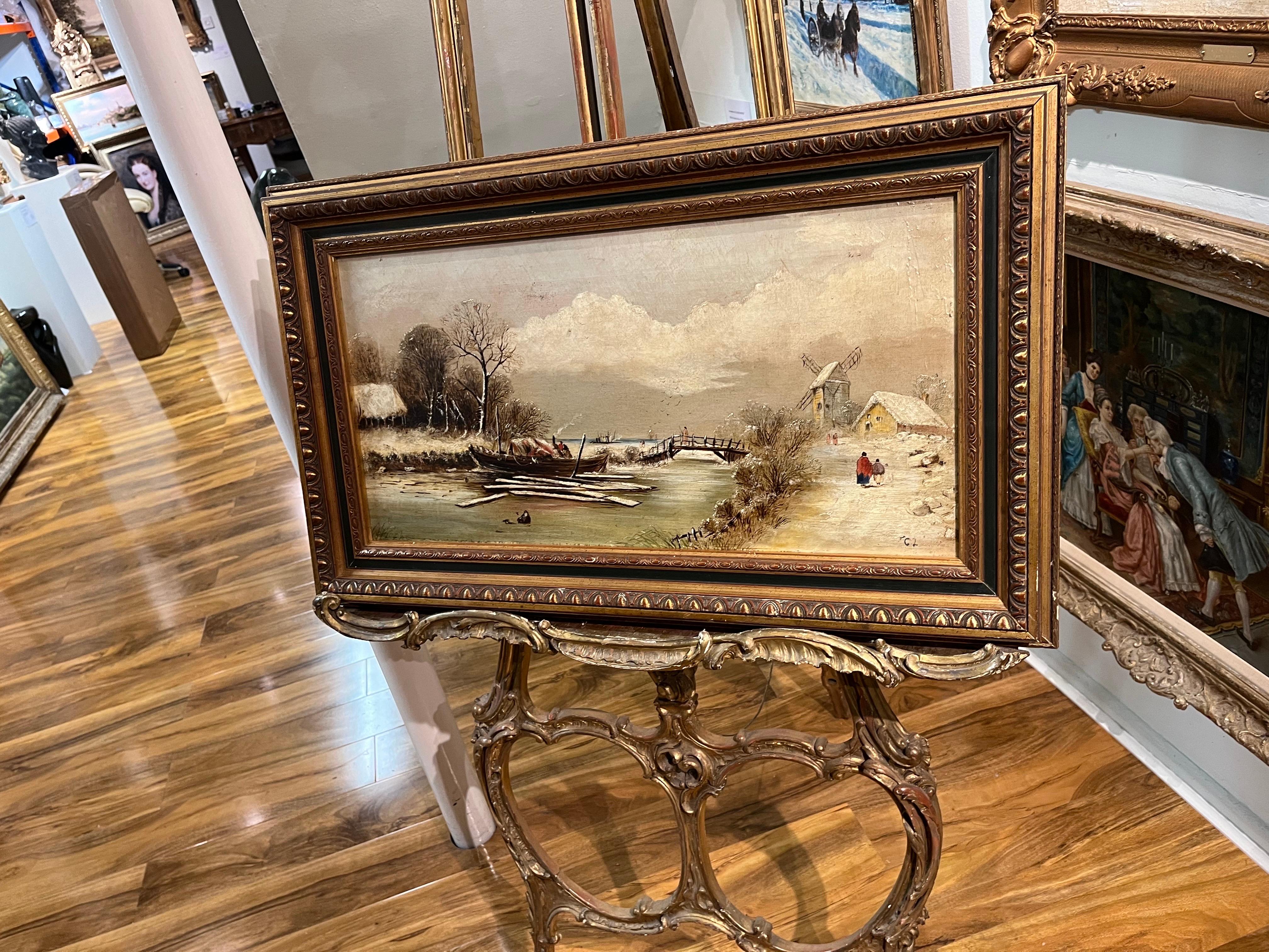 PINTURA AL ÓLEO Firmado C L  VIEJO MAESTRO PINTOR Siglo XIX ESCUELA BELGA en venta 3