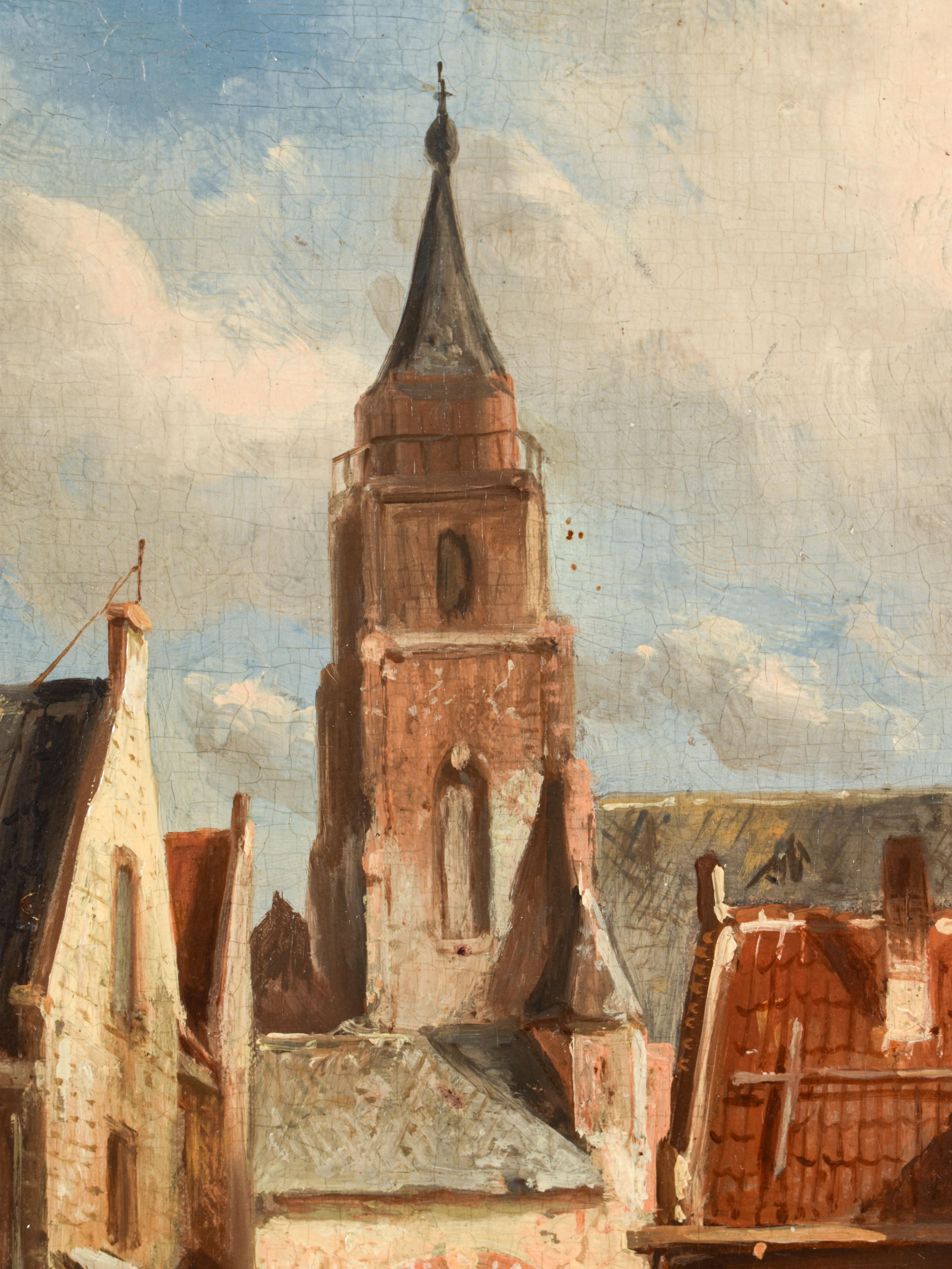 Tower Street Scheveningen - Dutch - Town view - Charles Leickert - Summer  For Sale 1