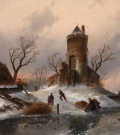 Winter - Landscape Painting, Realist, Oil Paint on Canvas, Late 19th Century 