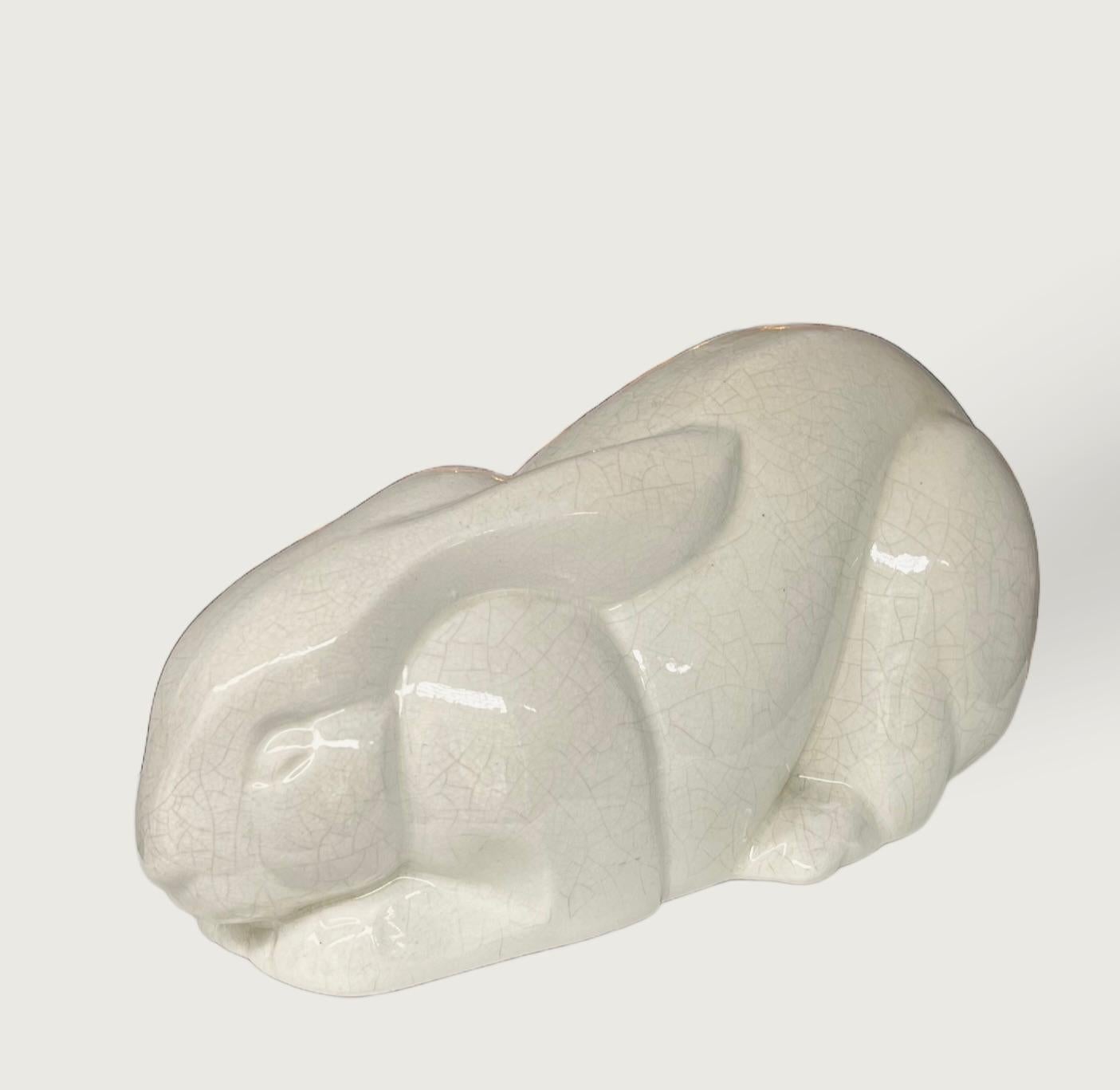 Charles Lemanceau (1905-1980) Art Deco Keramik-Liegesessel aus Kaninchen aus Keramik (Art déco) im Angebot