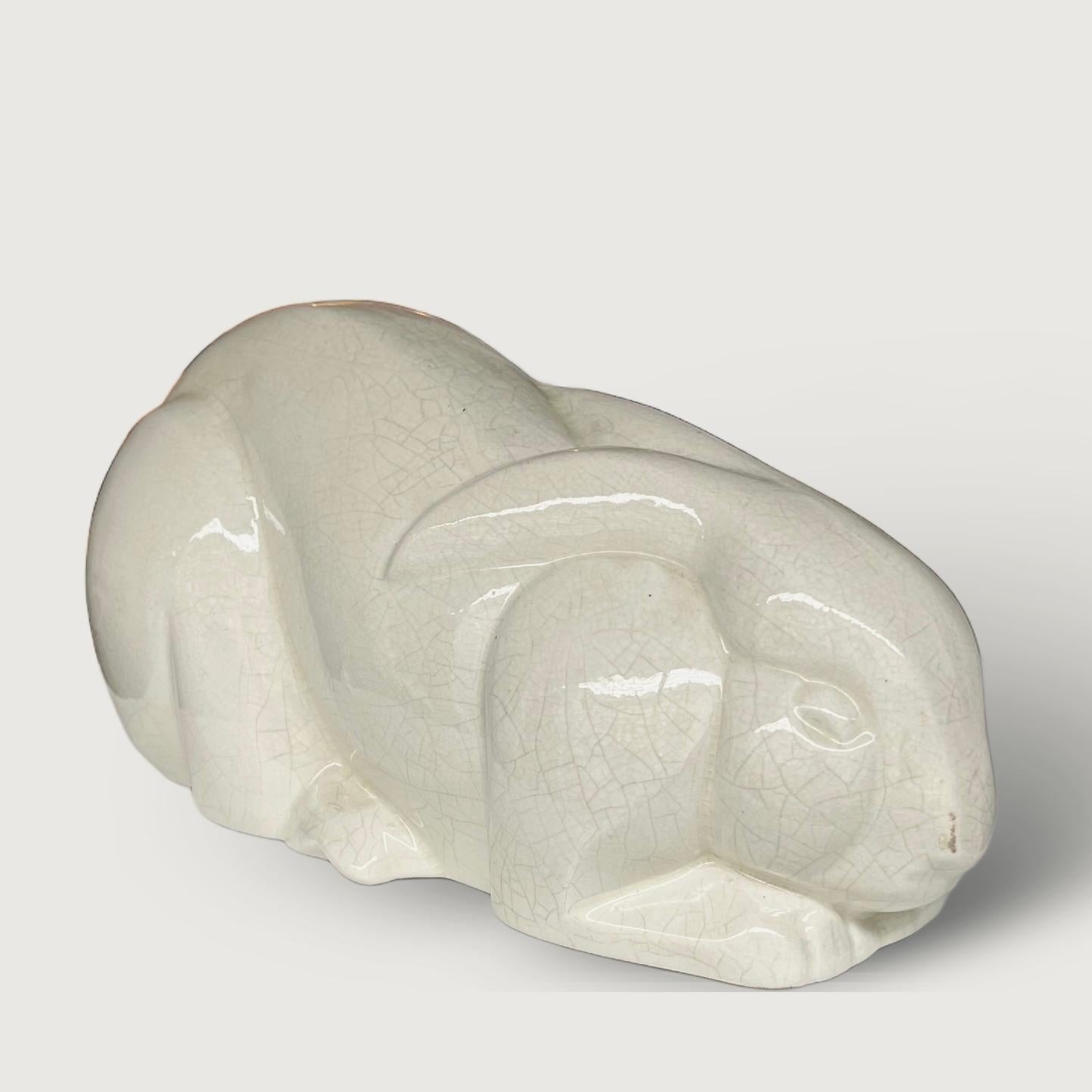 Charles Lemanceau (1905-1980) Art Deco Keramik-Liegesessel aus Kaninchen aus Keramik (Französisch) im Angebot