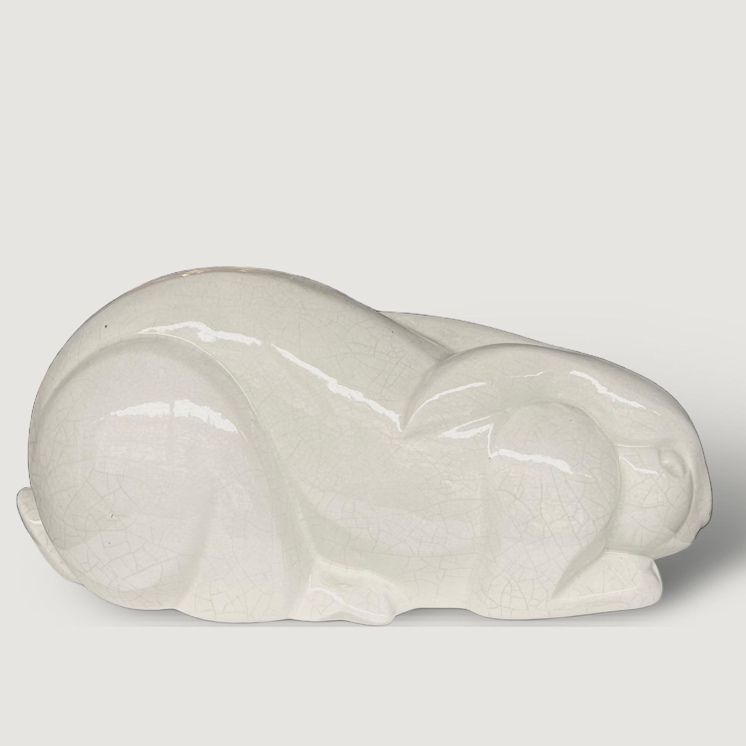 Charles Lemanceau (1905-1980) Art Deco Keramik-Liegesessel aus Kaninchen aus Keramik (Mitte des 20. Jahrhunderts) im Angebot