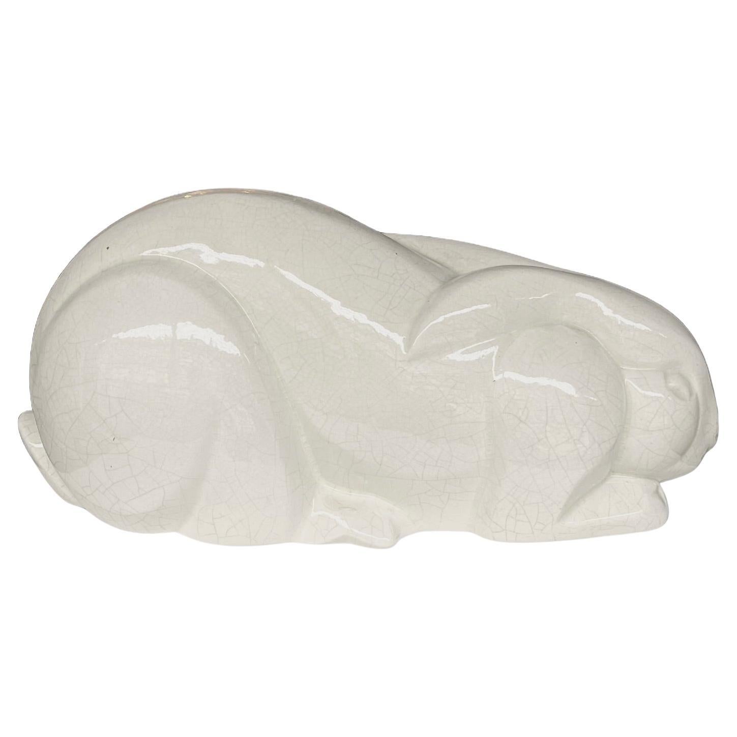 Charles Lemanceau (1905-1980) Art Deco Ceramic reclining Rabbit